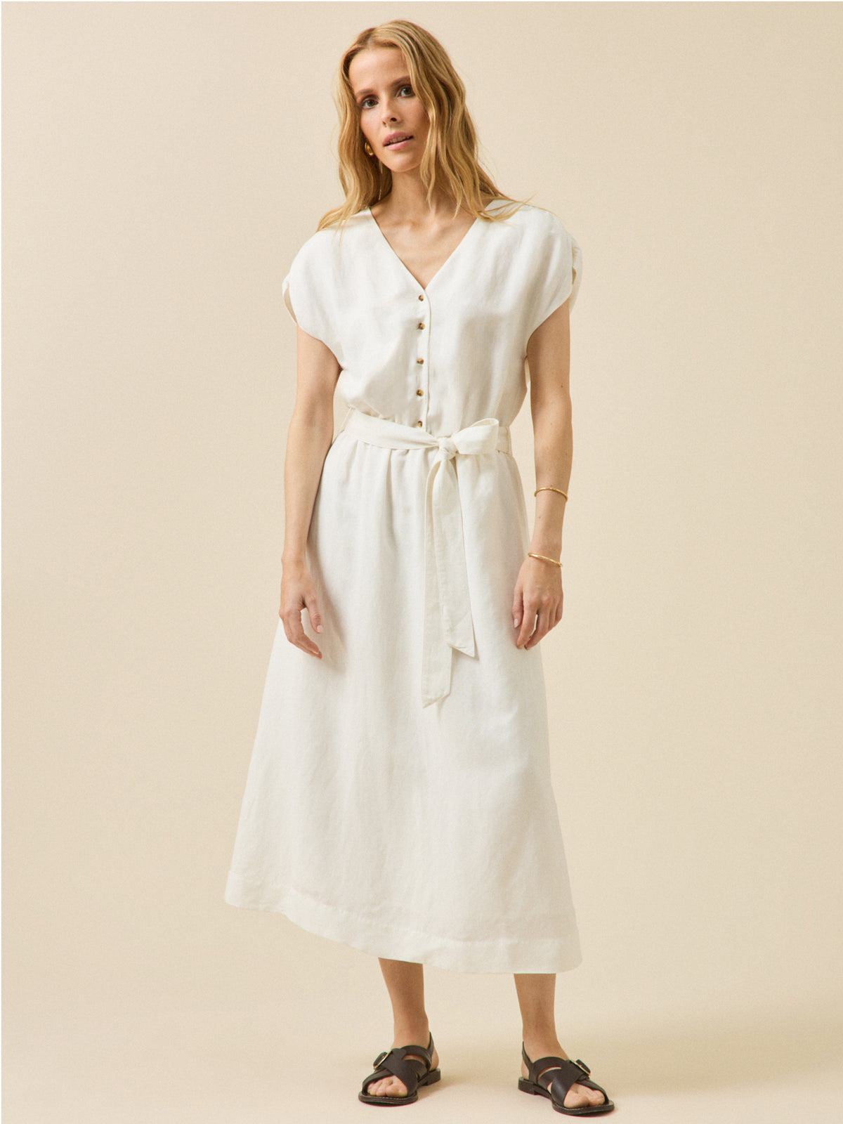 Women's sleeveless linen and viscose dress