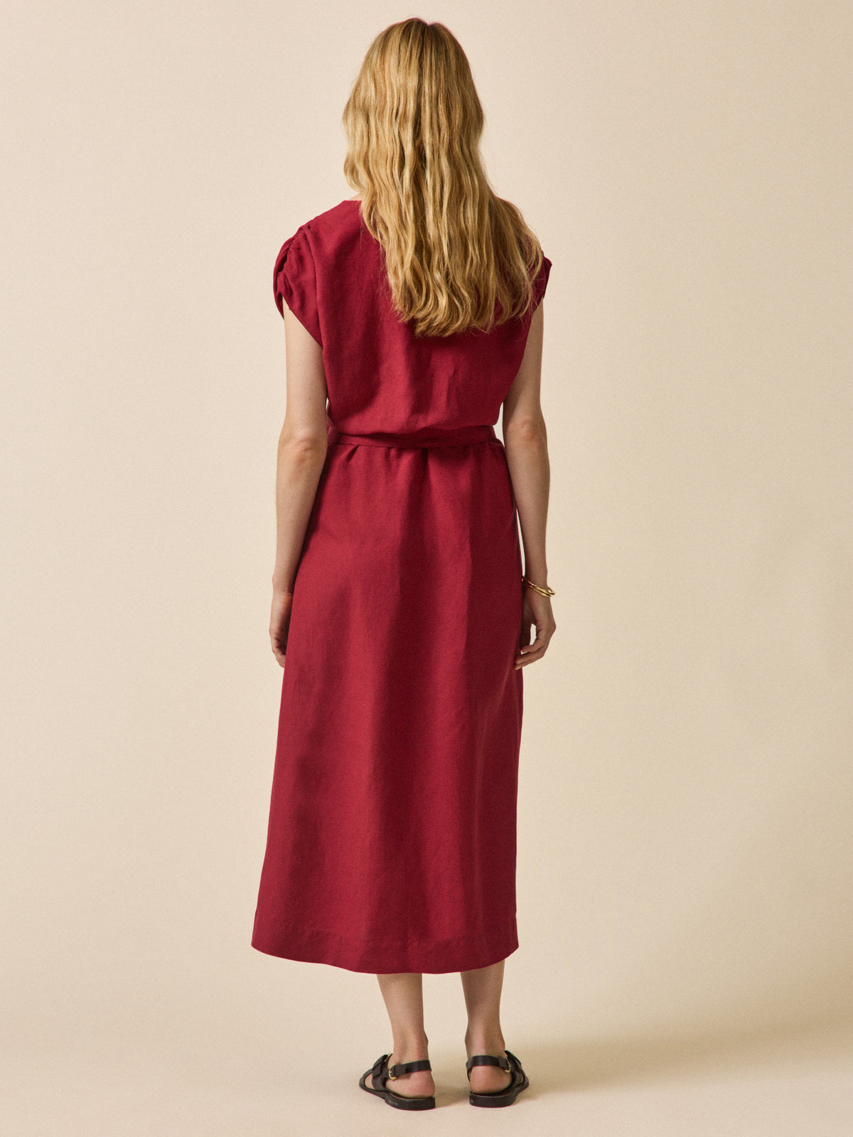Women's sleeveless linen and viscose dress