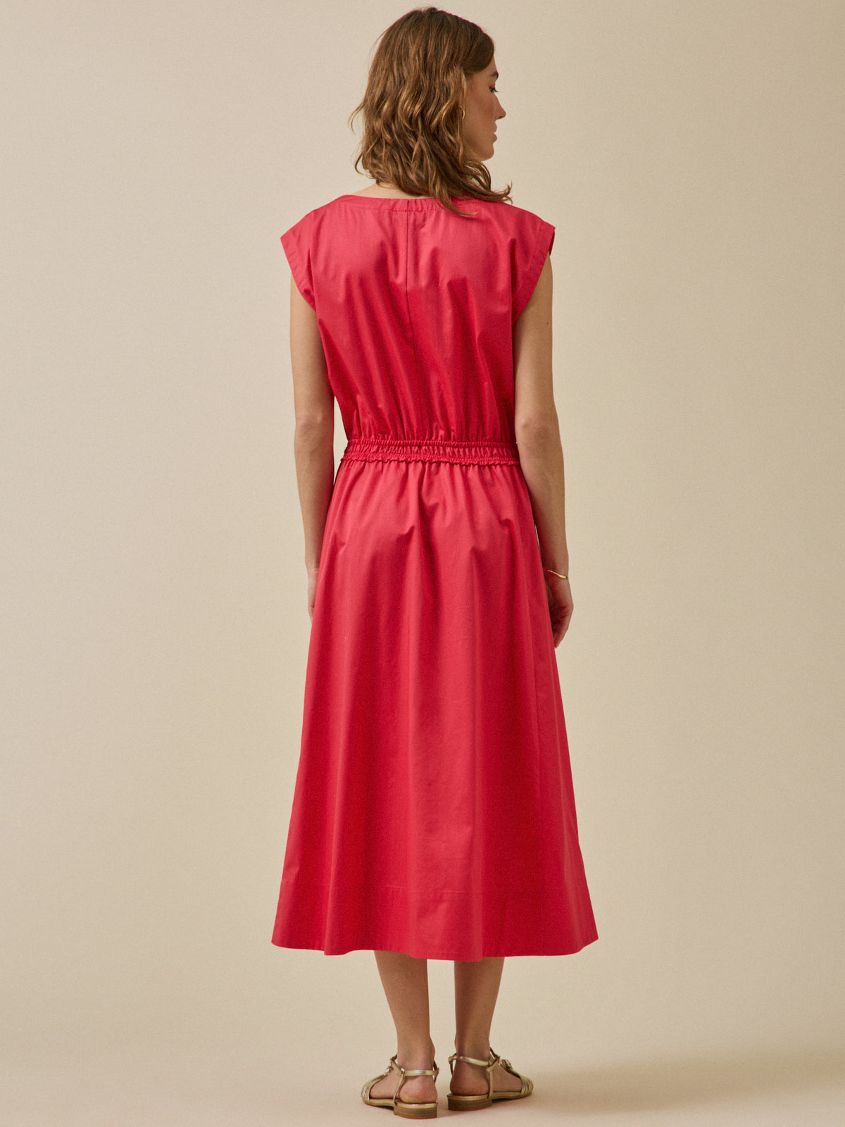 Women's long satiny poplin formalwear dress