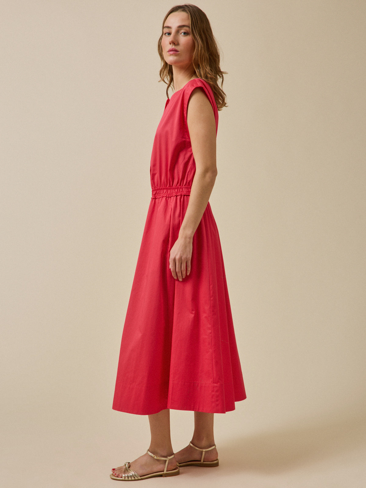 Women's long satiny poplin formalwear dress
