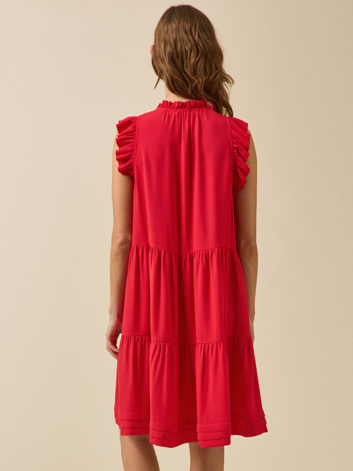 Robe volantée sans manches femme