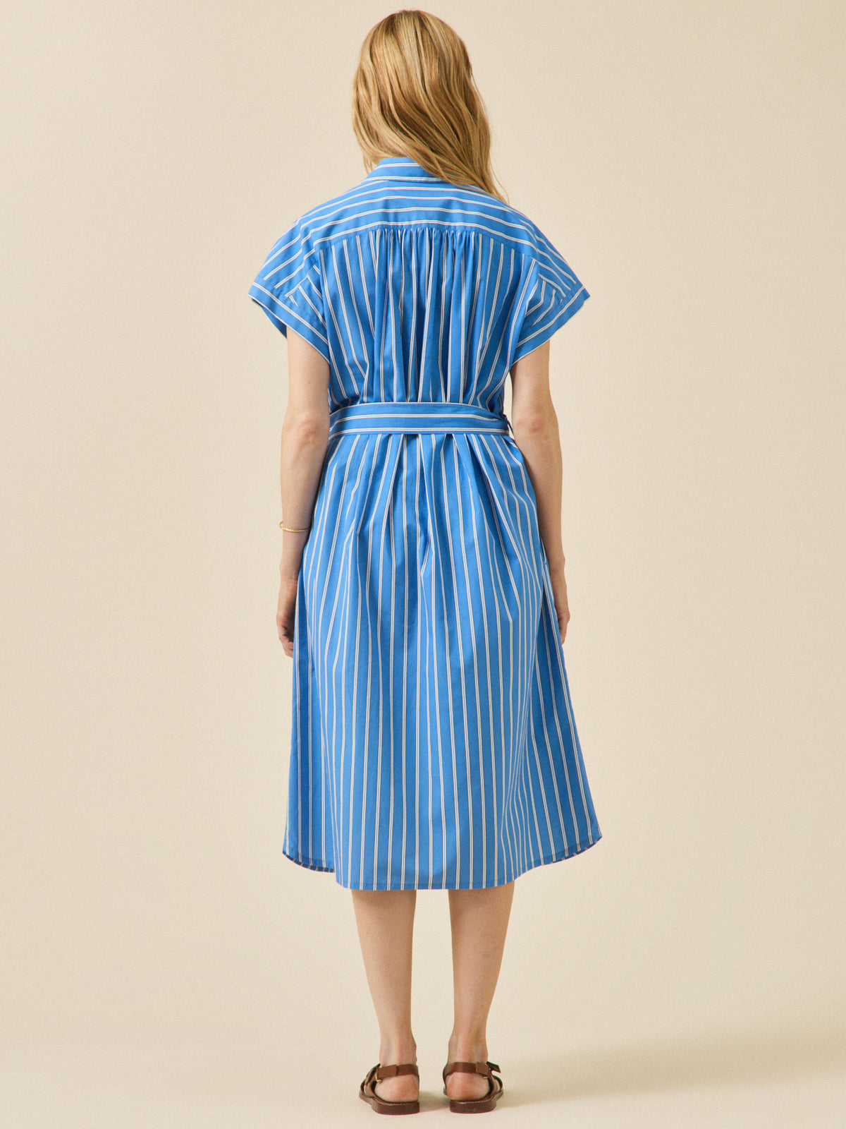 Robe mi longue coton rayé femme