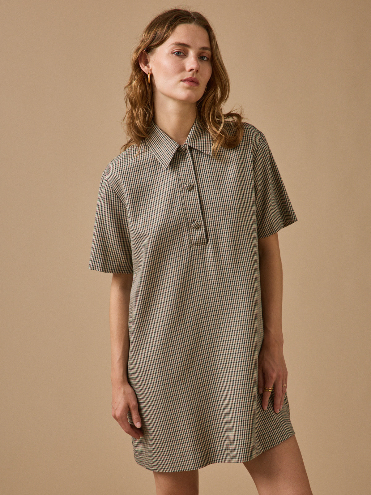 Robe chemise femme mini carreaux