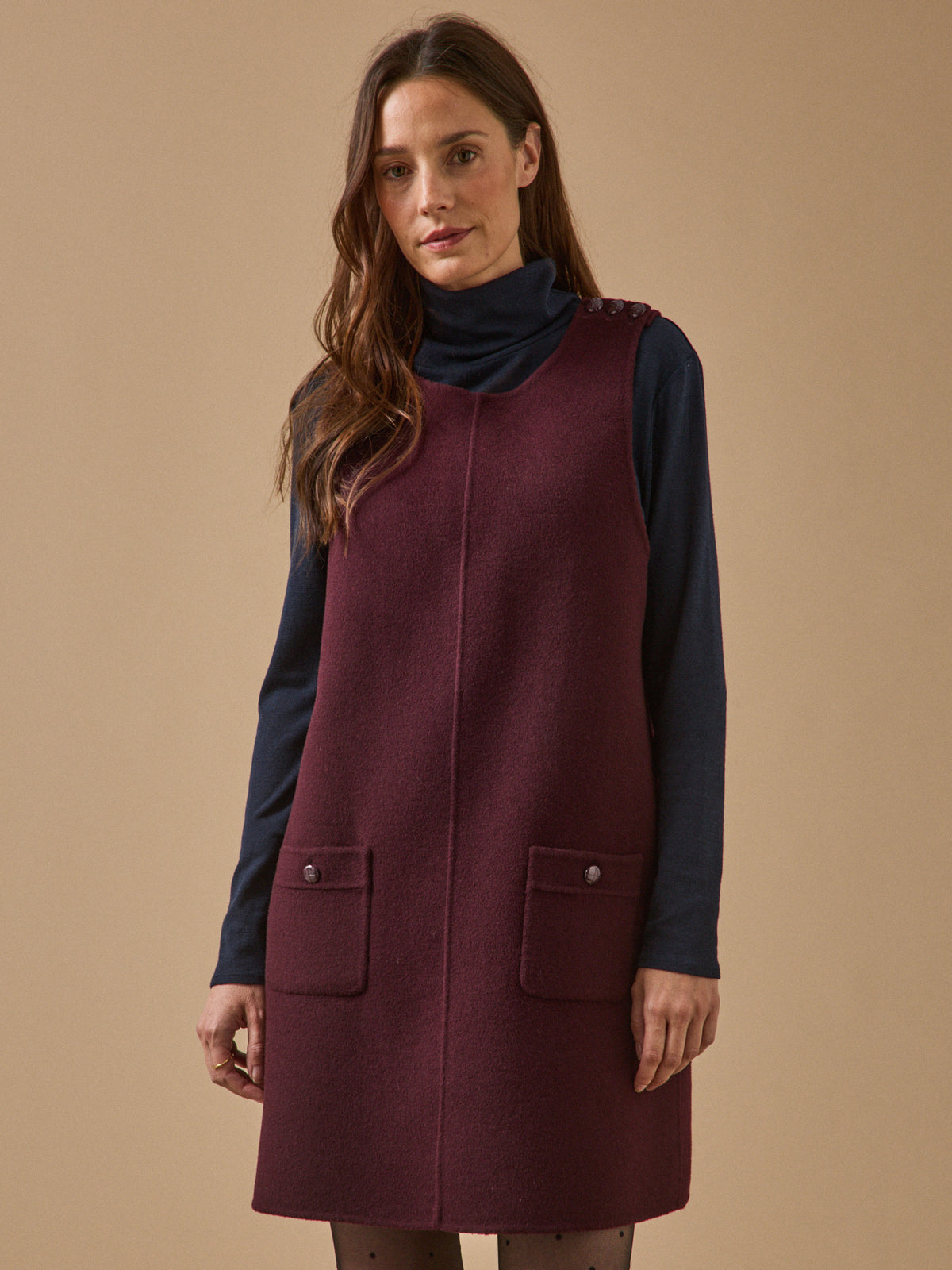 Robe courte lainage double face femme