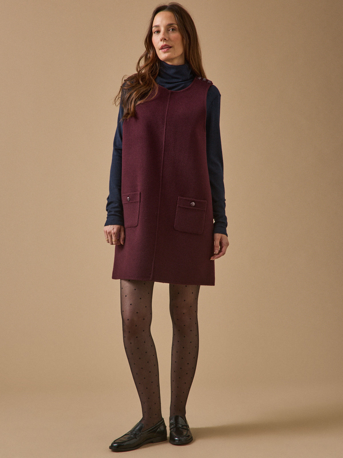 Women's double-sided short woolen dress