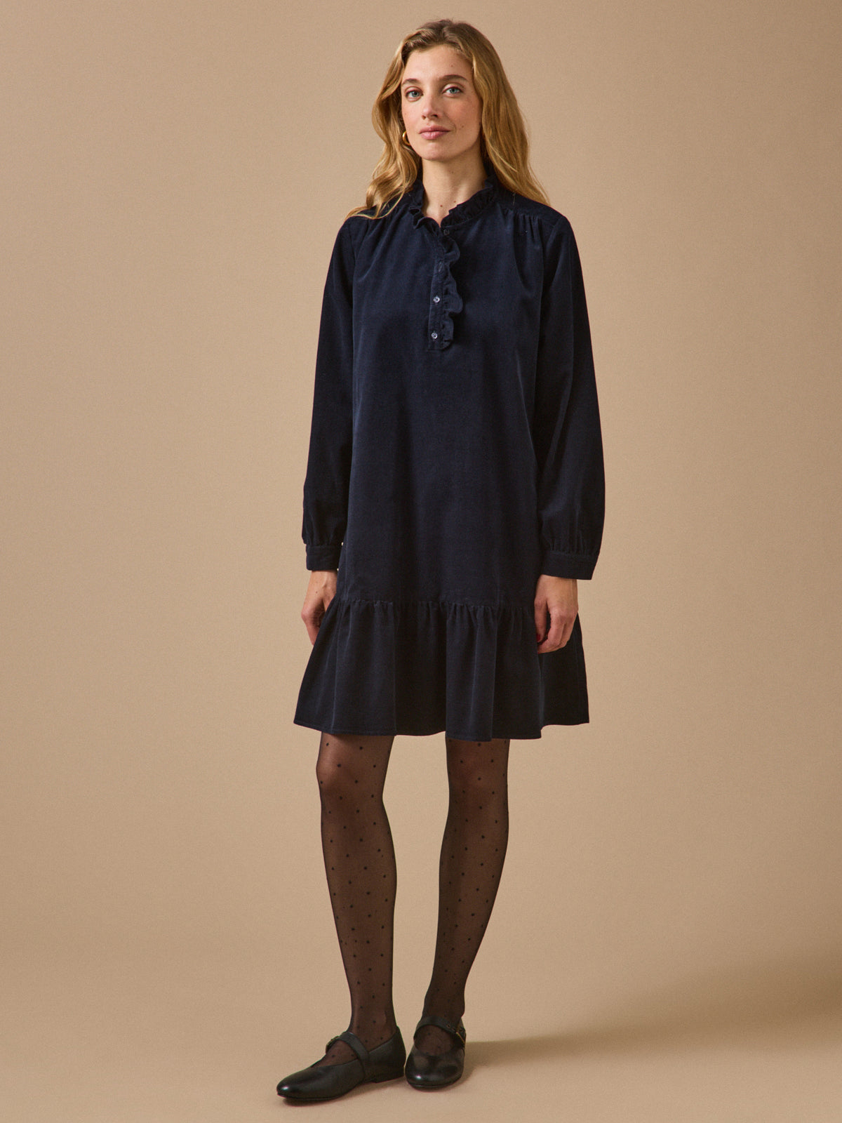 Robe courte femme velours babycord