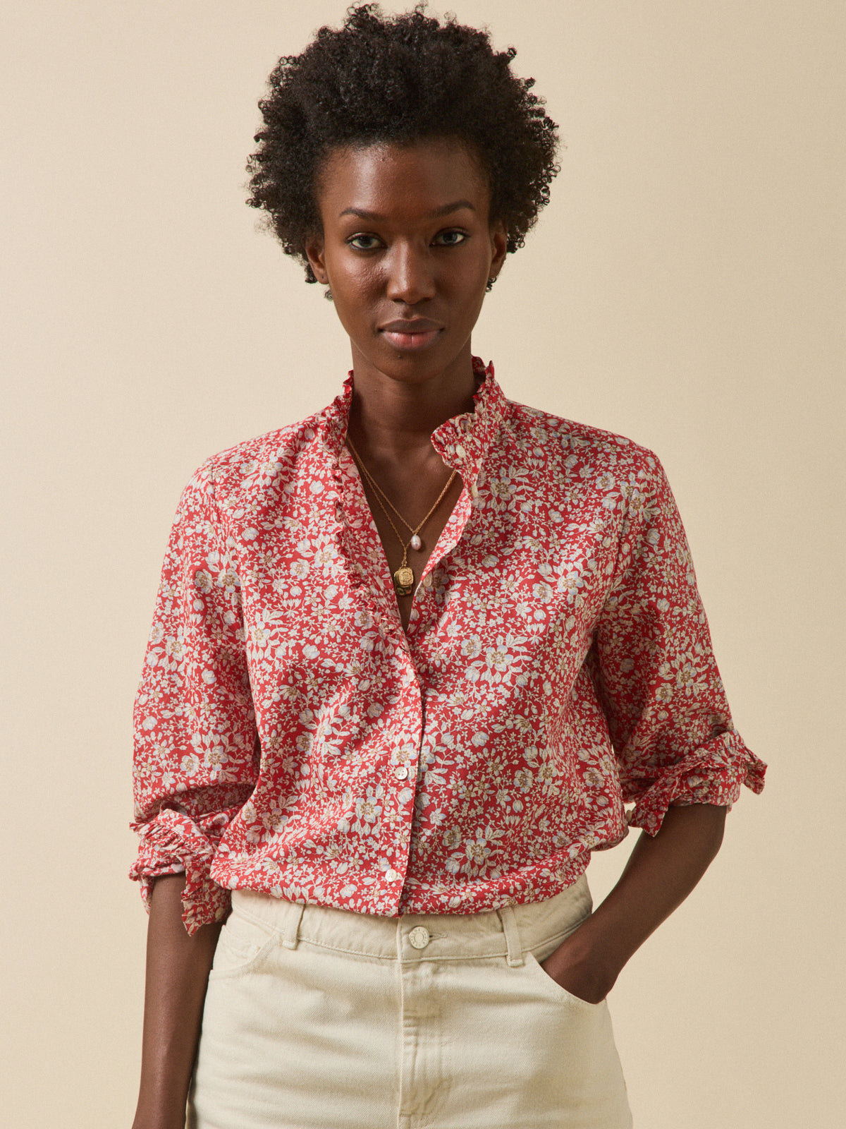 Chemise col volanté femme tissu Liberty - Limited Collection