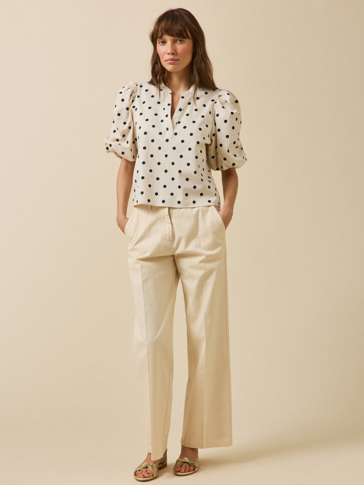 Top femme imprimé pois