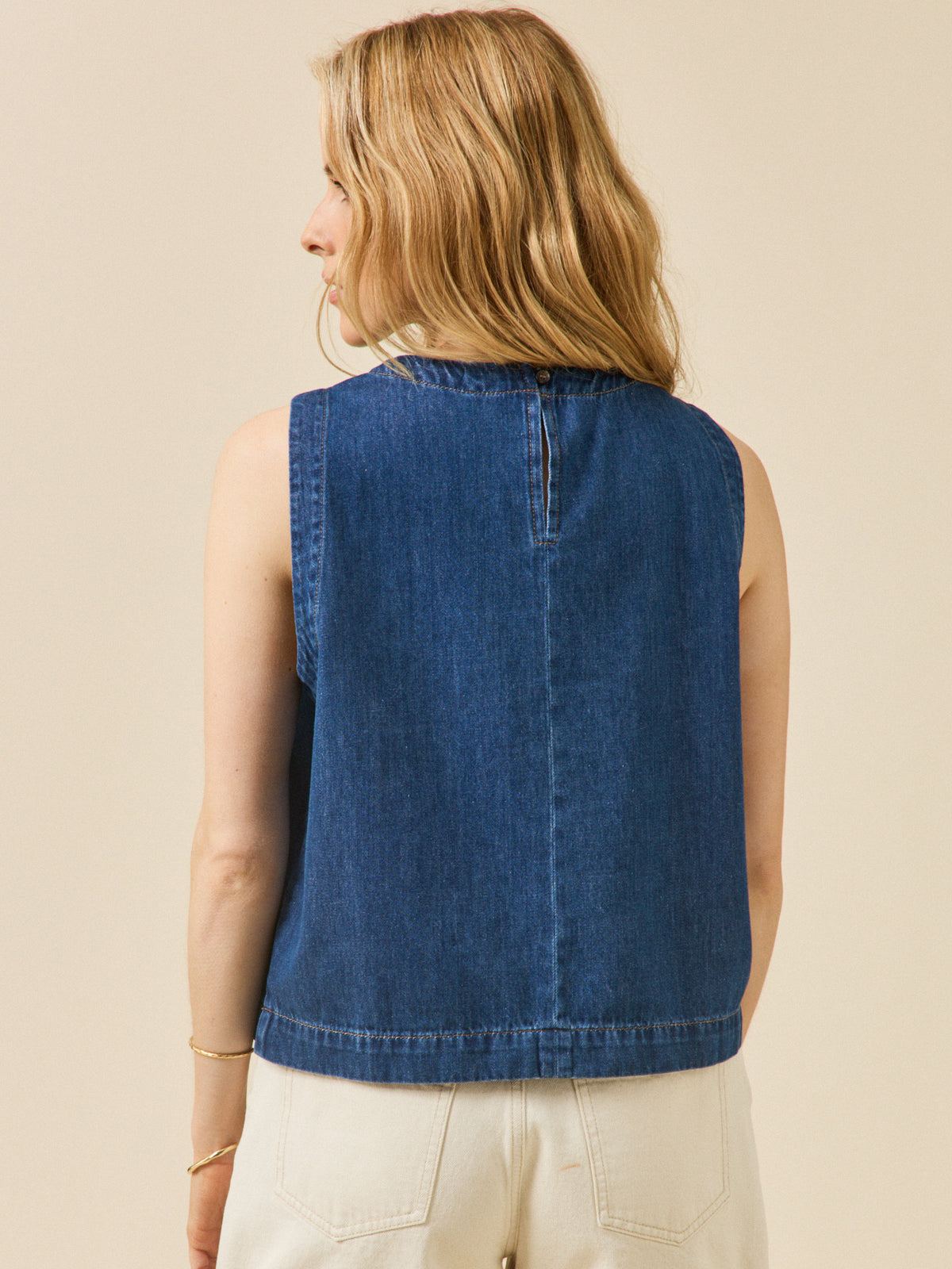 Top sans manches jean femme coton biologique