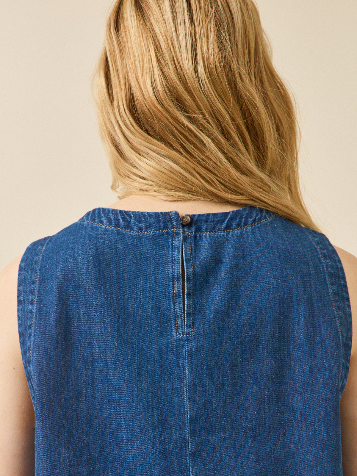 Top sans manches jean femme coton biologique
