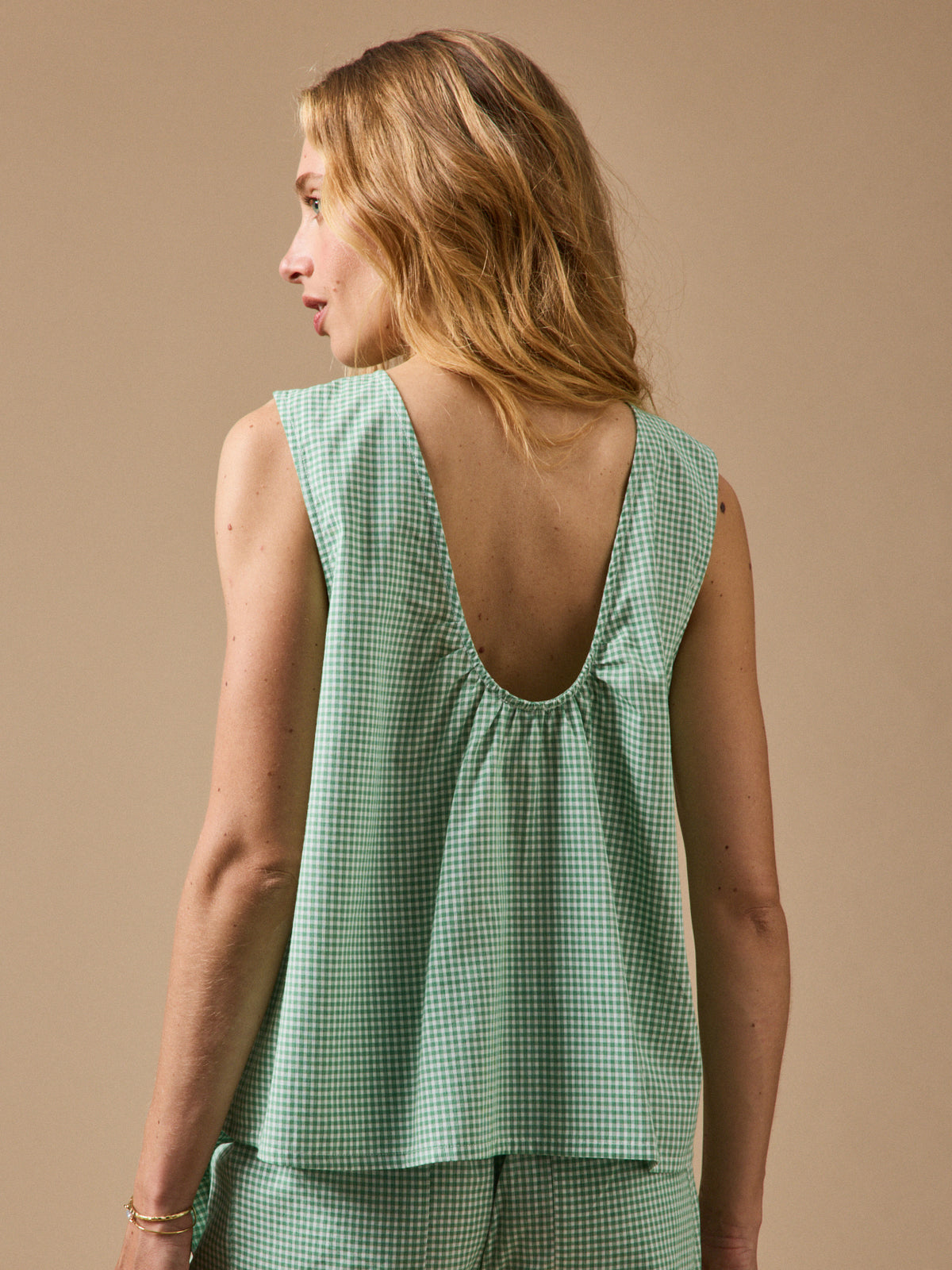 Top sans manches femme mini carreaux