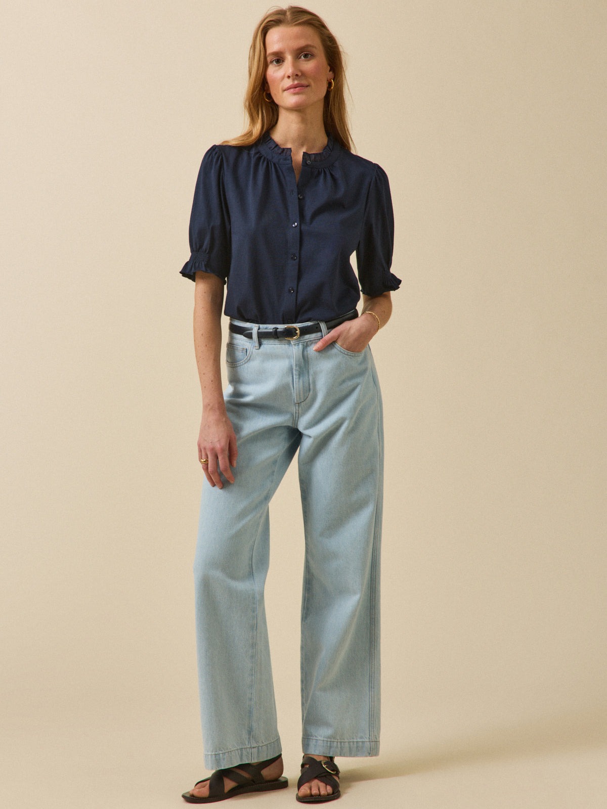 Women's ruffled organic cotton T-shirt