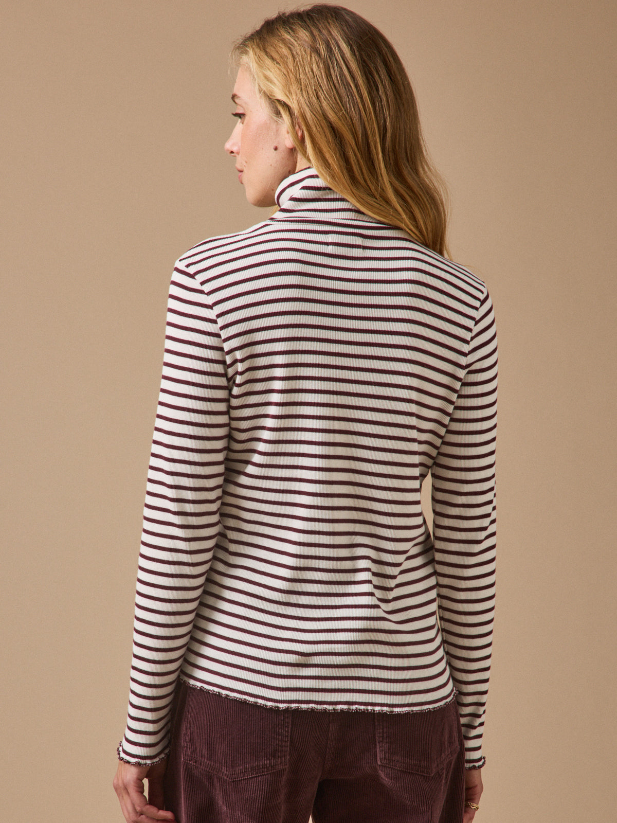 Women's striped rollneck T-shirt