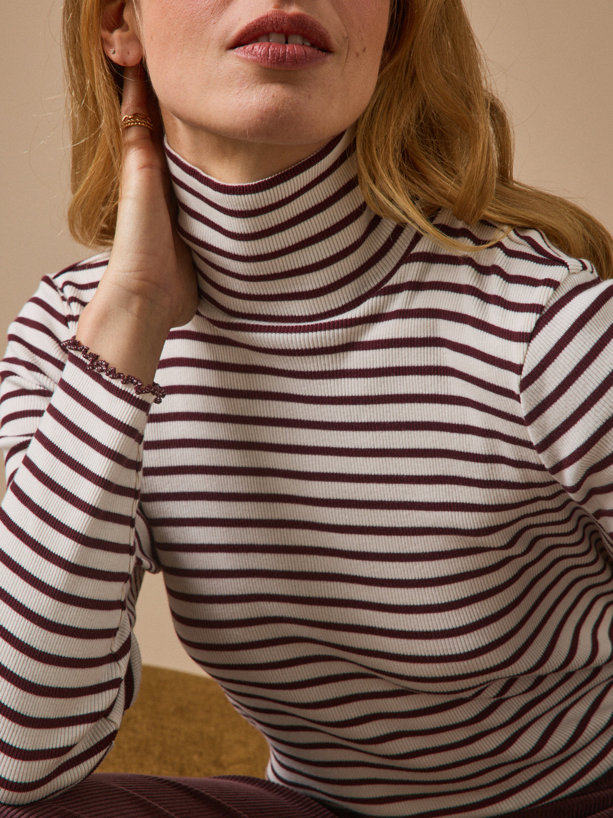 Women's striped rollneck T-shirt