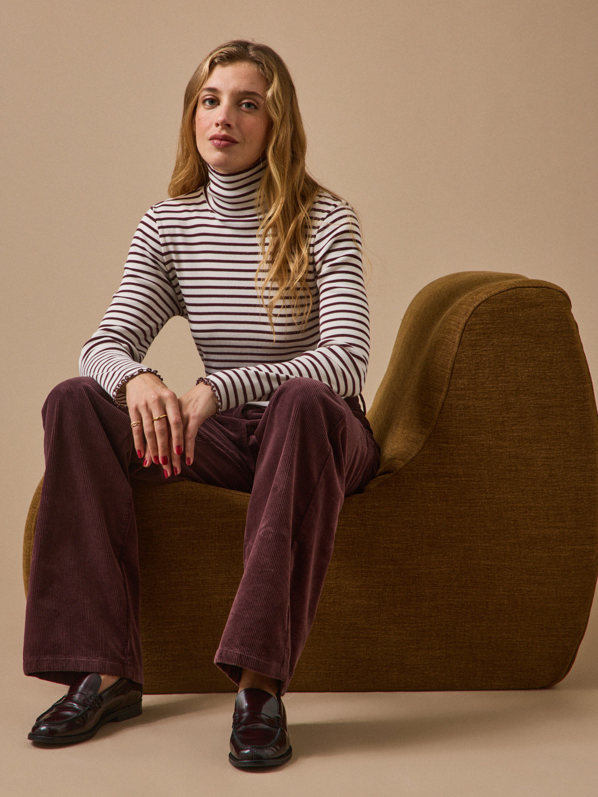 Women's striped rollneck T-shirt