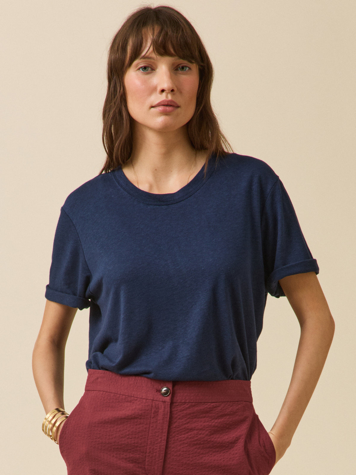 T-shirt lin et viscose femme