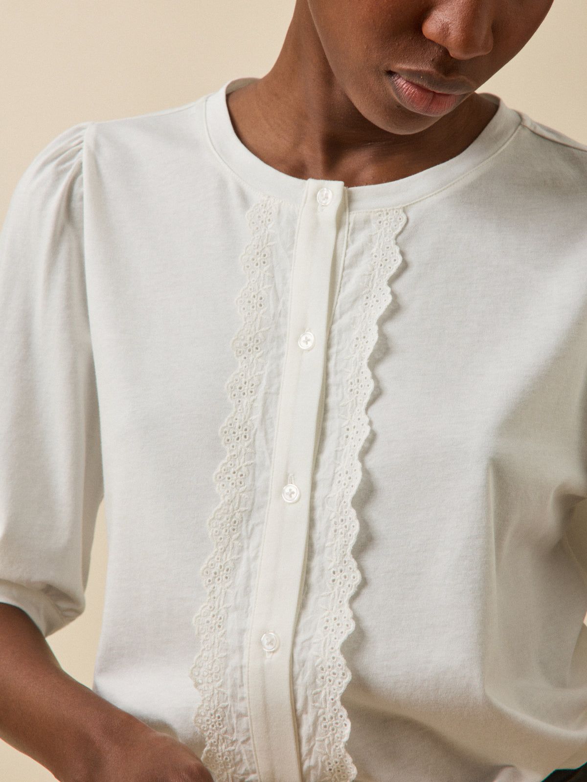 T-shirt brodé femme modal et coton biologique
