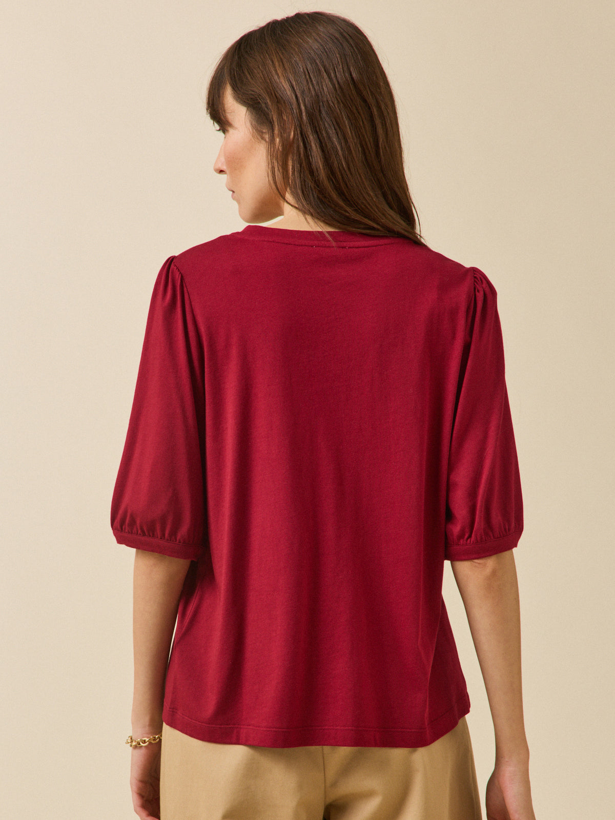 Women's embroidered organic cotton and modal T-shirt