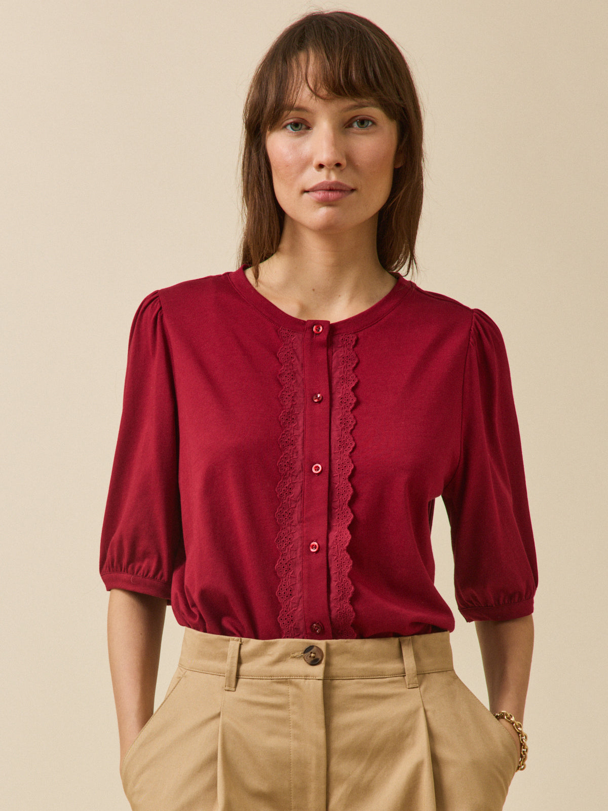 T-shirt brodé femme modal et coton biologique