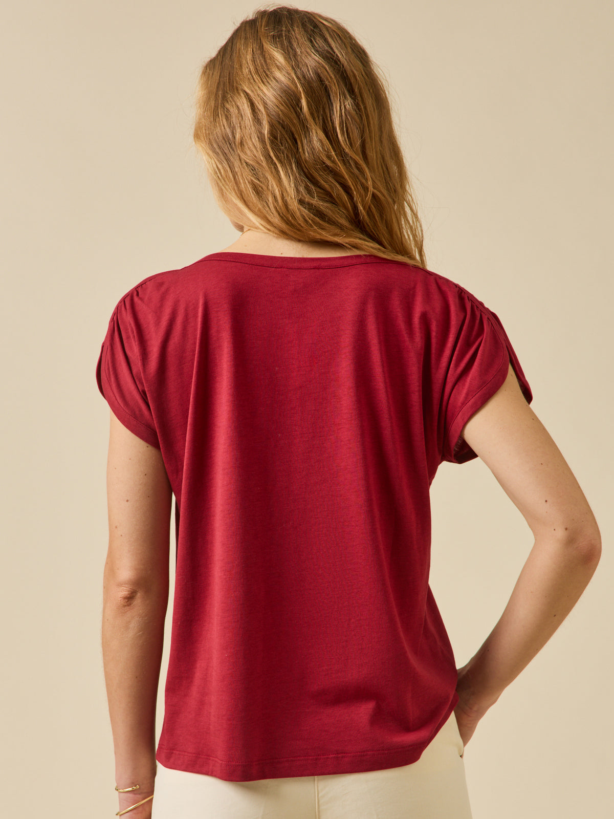 Women's boatneck T-shirt in a Lyocell blend