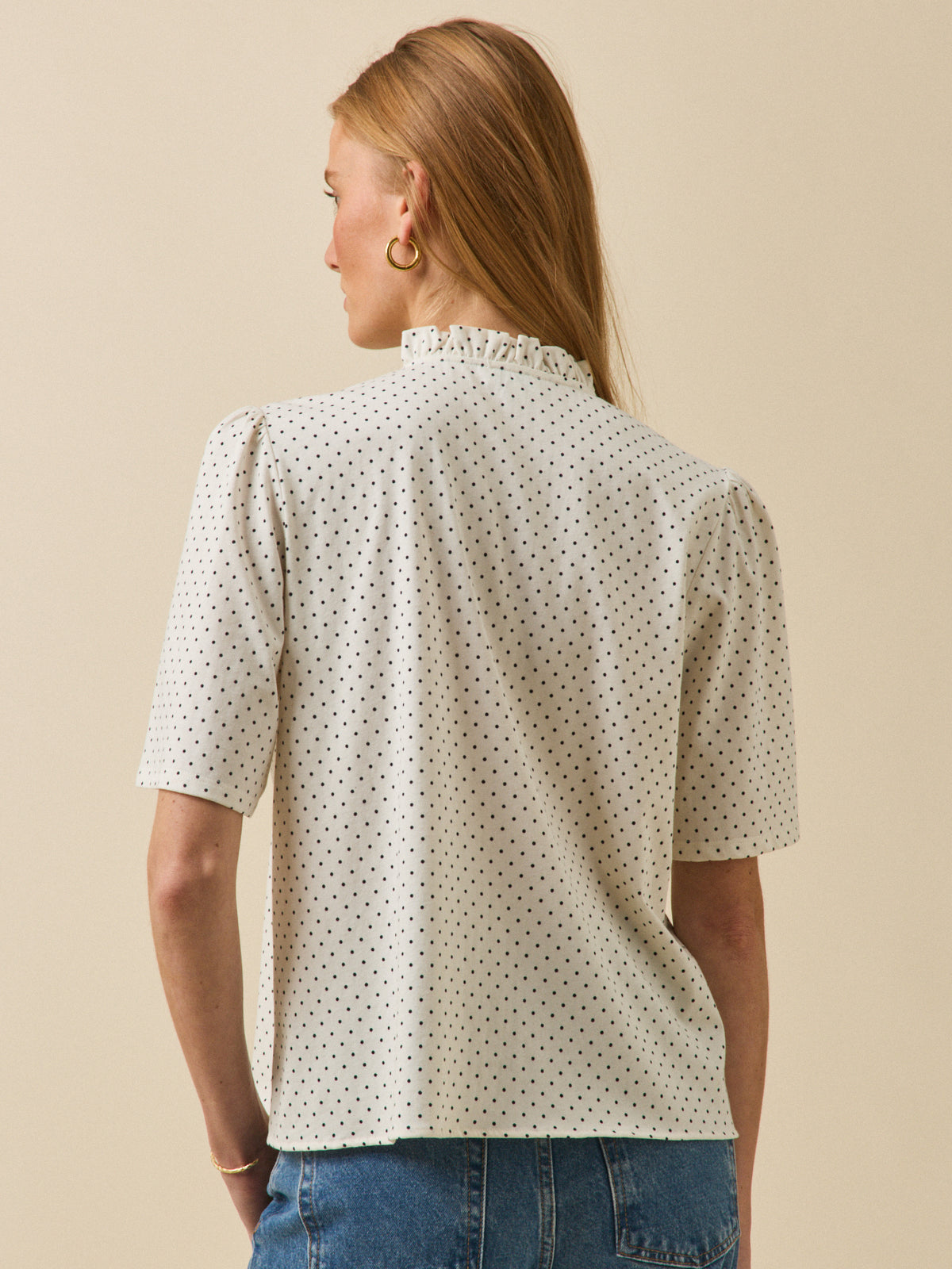 T-shirt femme imprimé pois coton biologique
