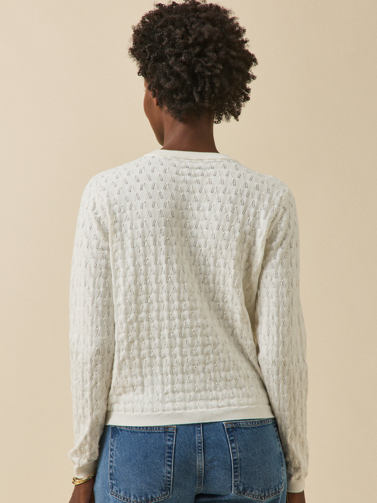 Women's pointelle knit cardigan