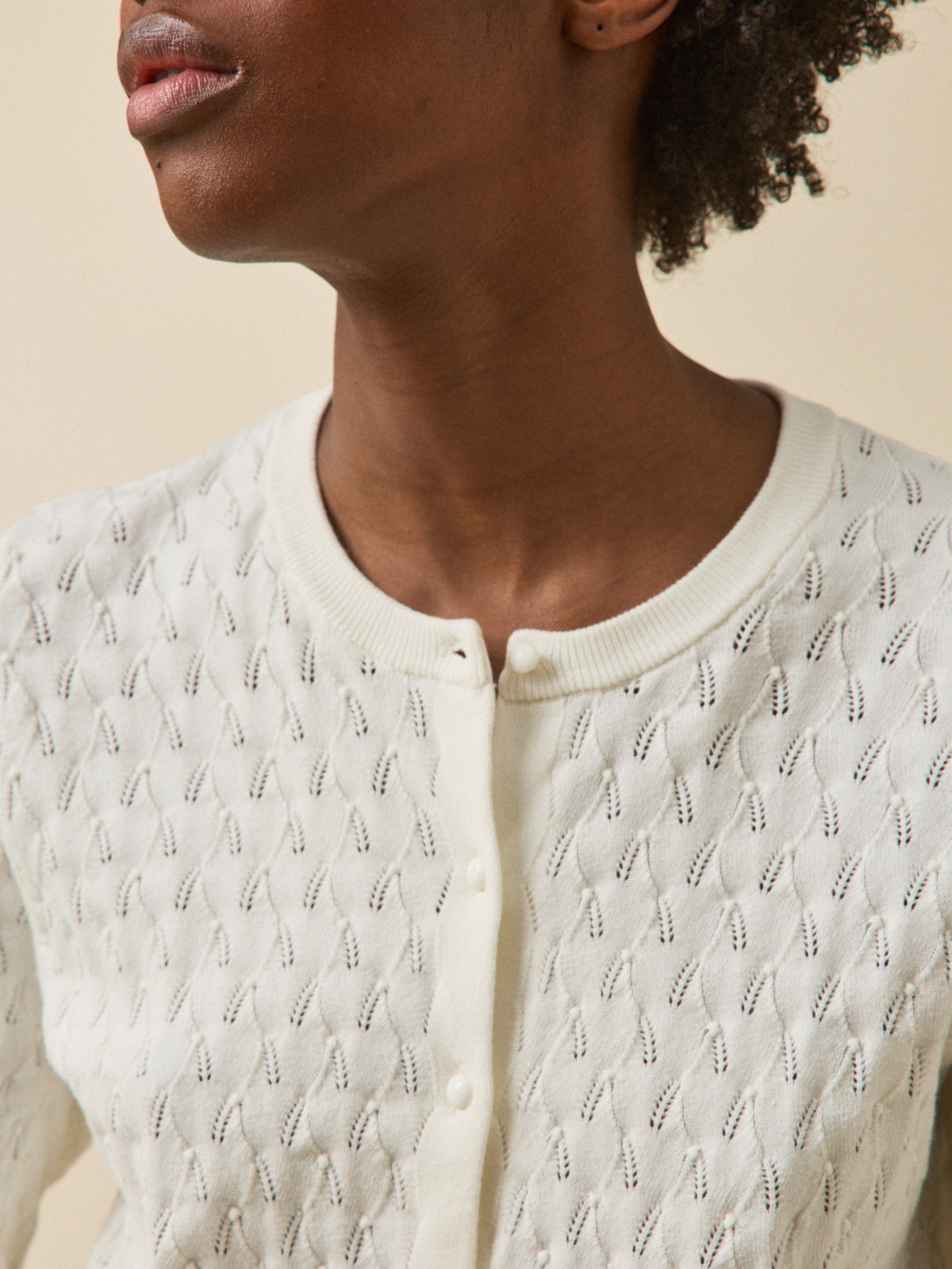 Women's pointelle knit cardigan