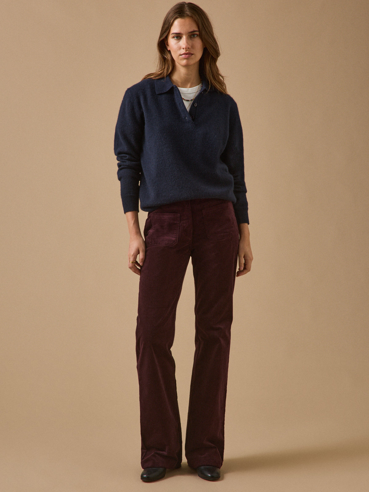 Women's sweater with polo shirt collar - The Cashmere Collection