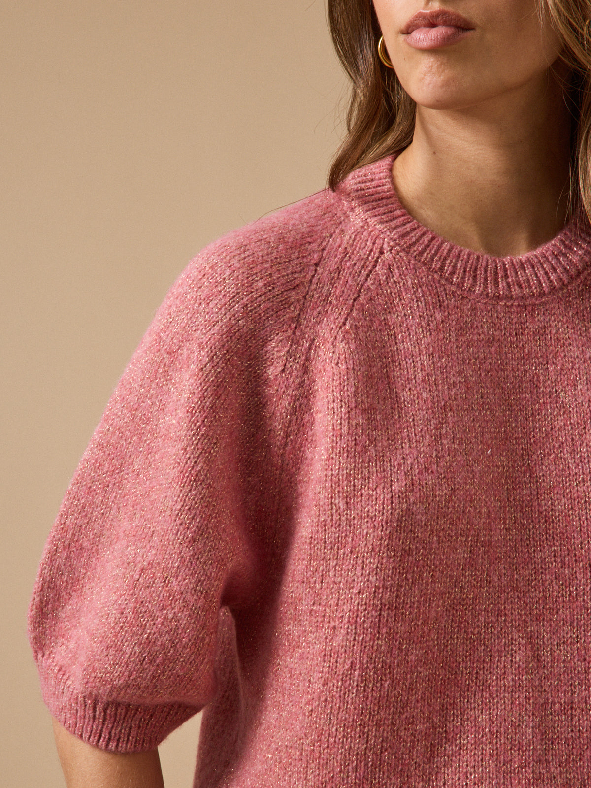 Pull irisé manches courtes femme