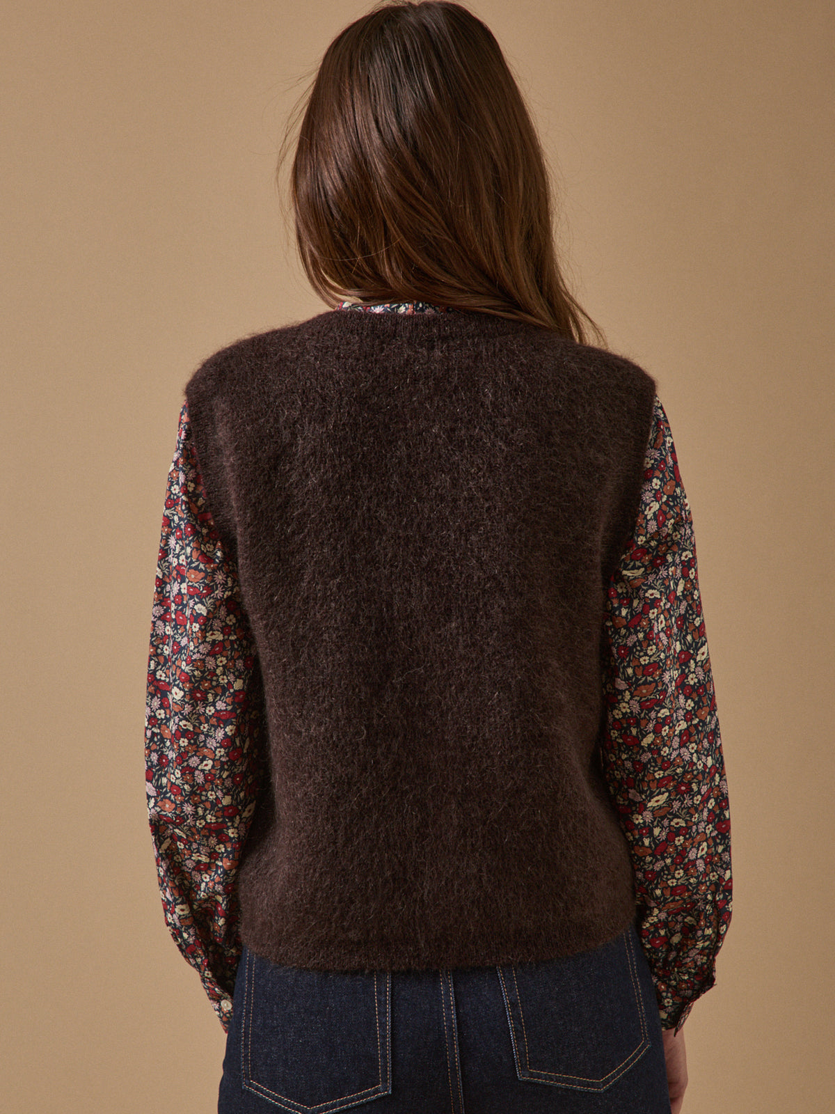 Women's sleeveless wool and mohair cardigan