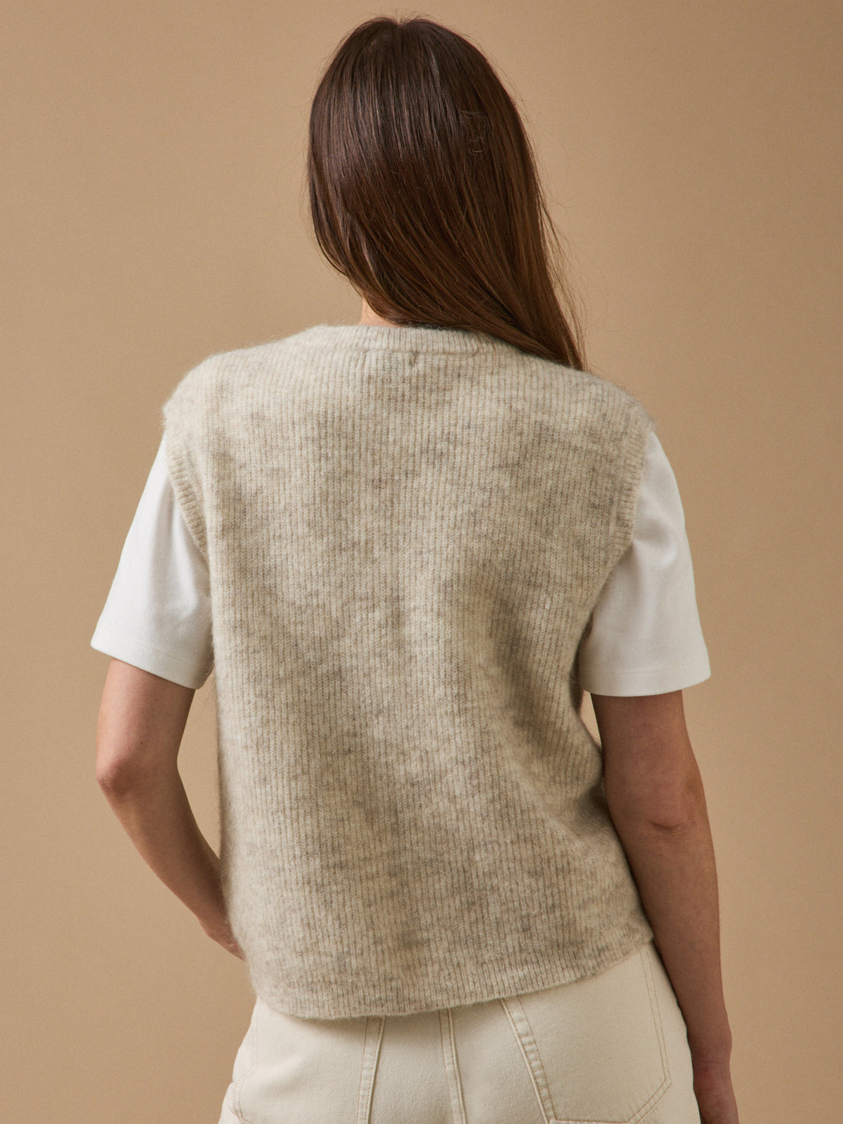 Women's sleeveless wool and mohair cardigan