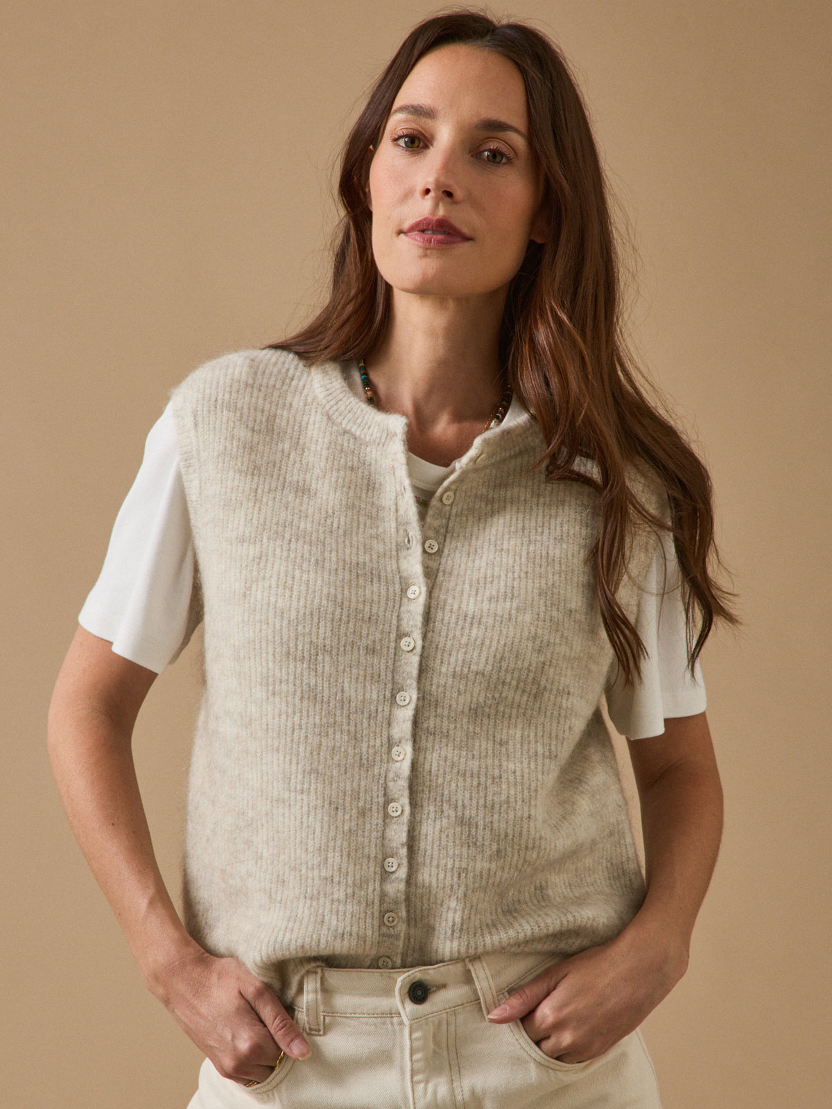 Gilet sans manches femme laine et mohair