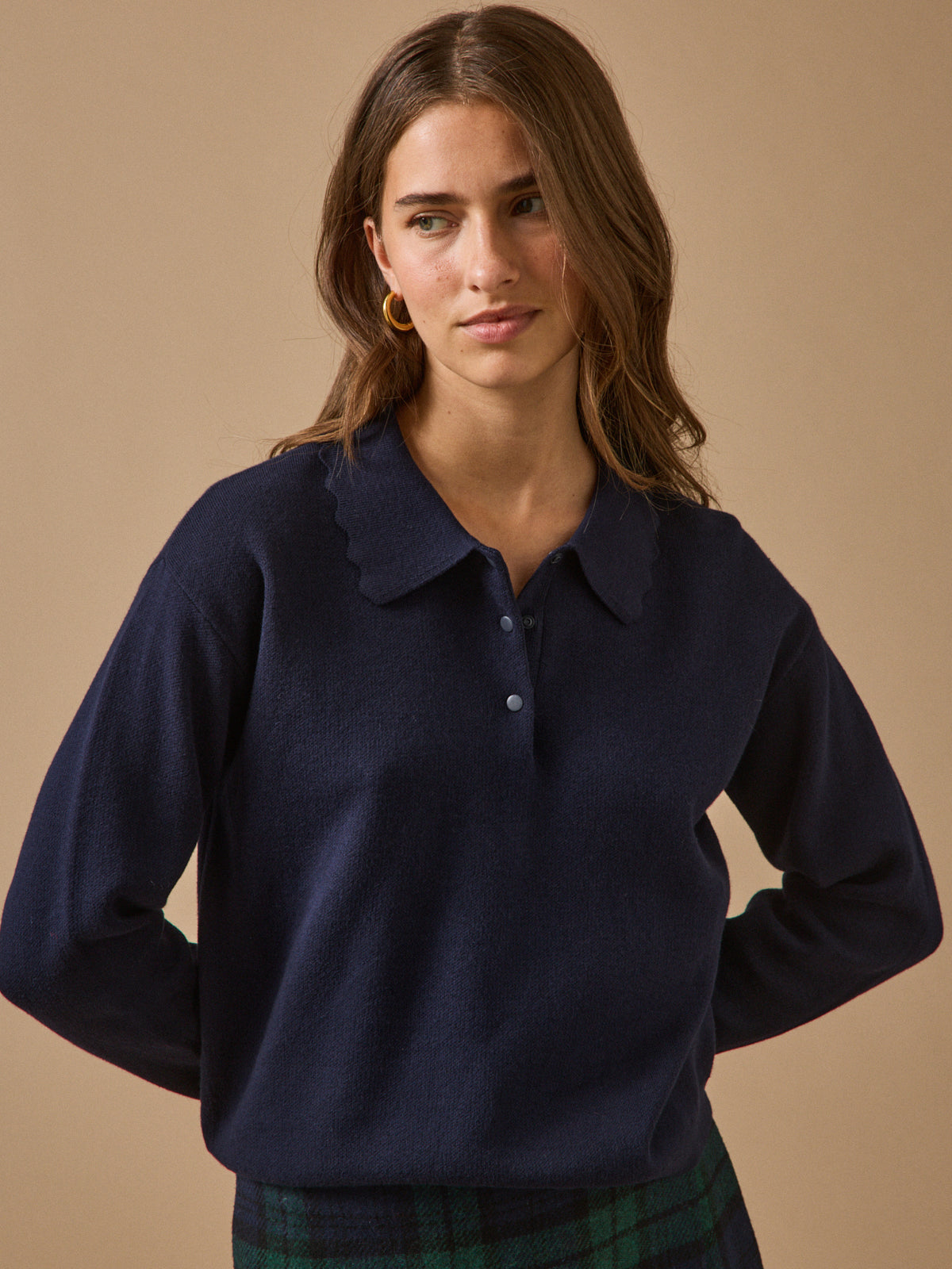 Pull polo femme coton biologique et cachemire
