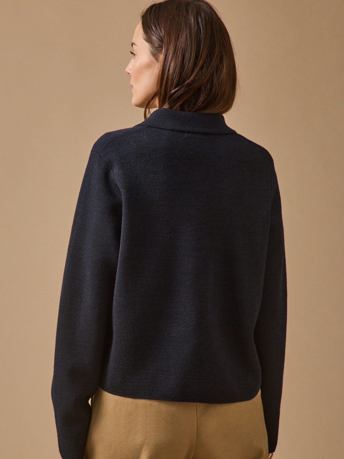Women's Milano knit cardigan with shirt collar