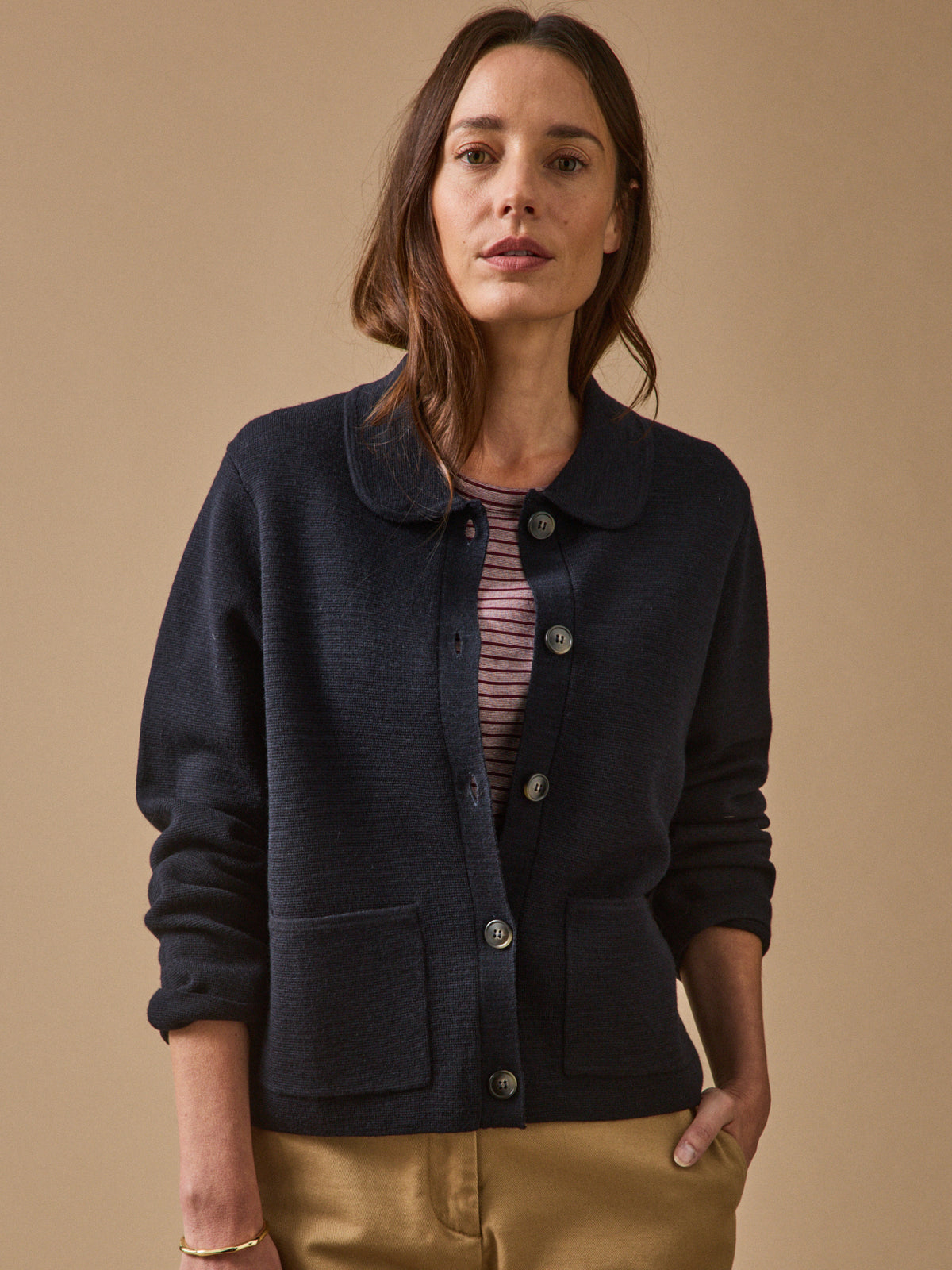 Gilet col chemise maille milano femme