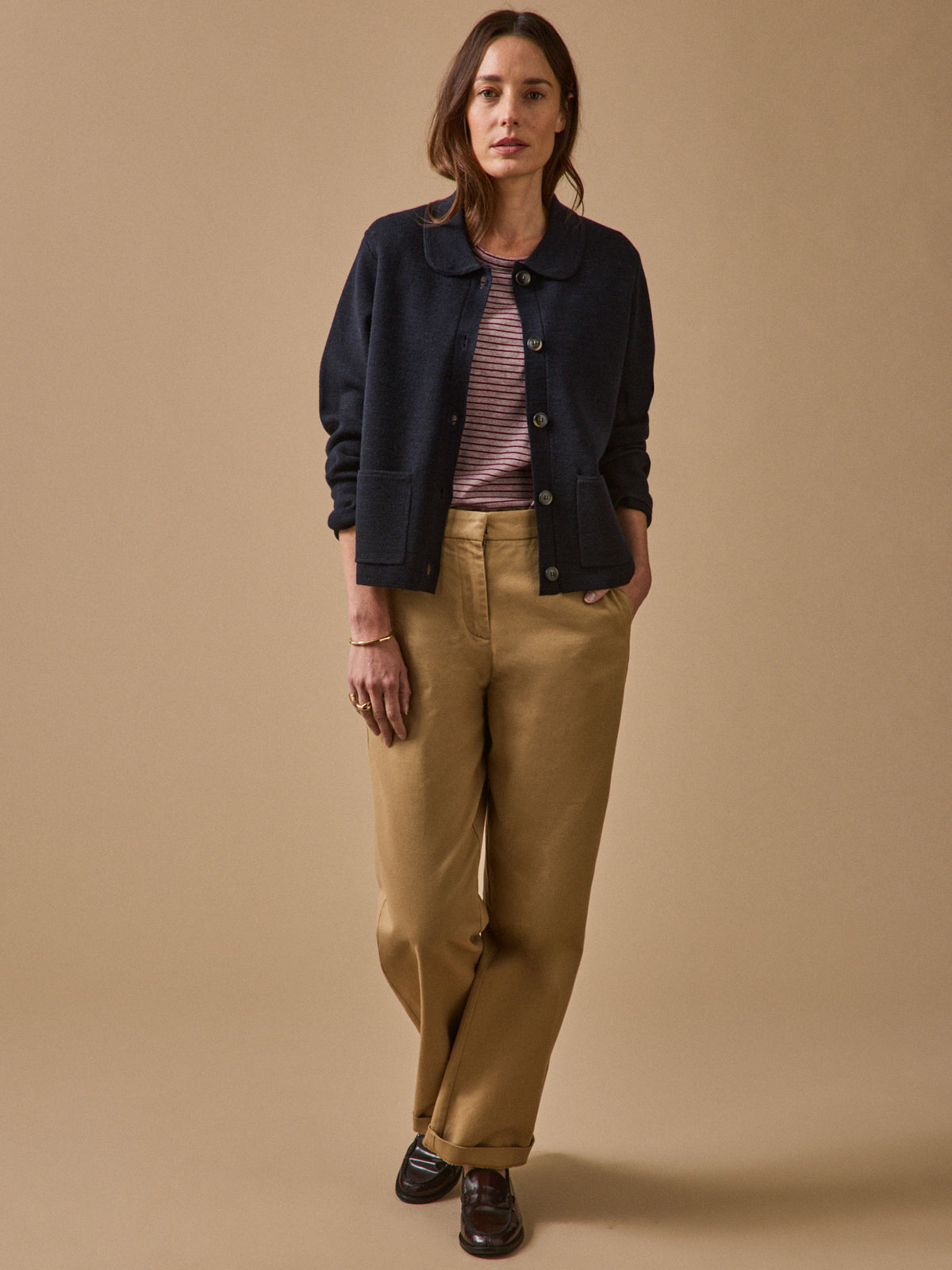 Women's Milano knit cardigan with shirt collar