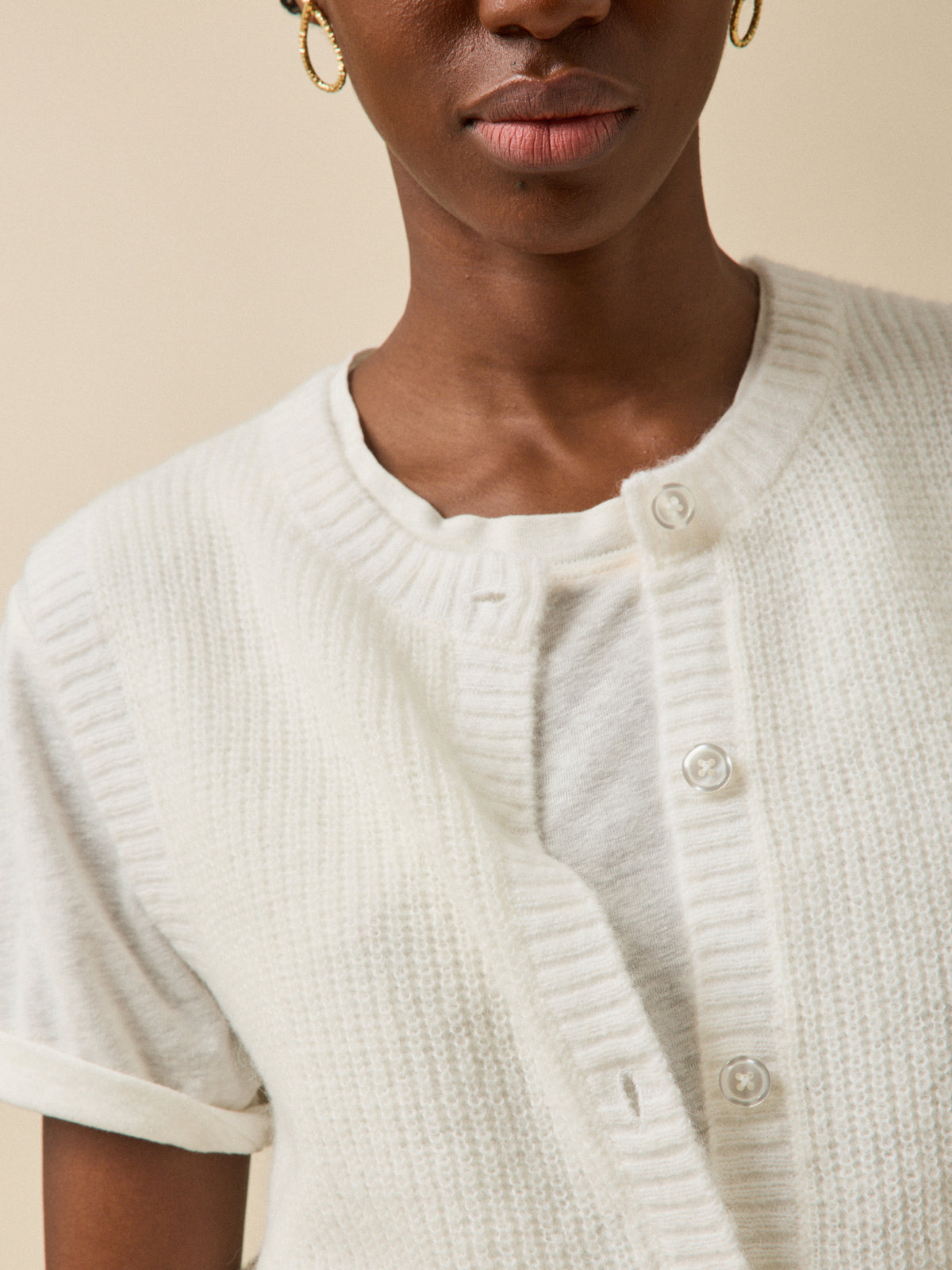 Women's sleeveless wool, alpaca and mohair cardigan