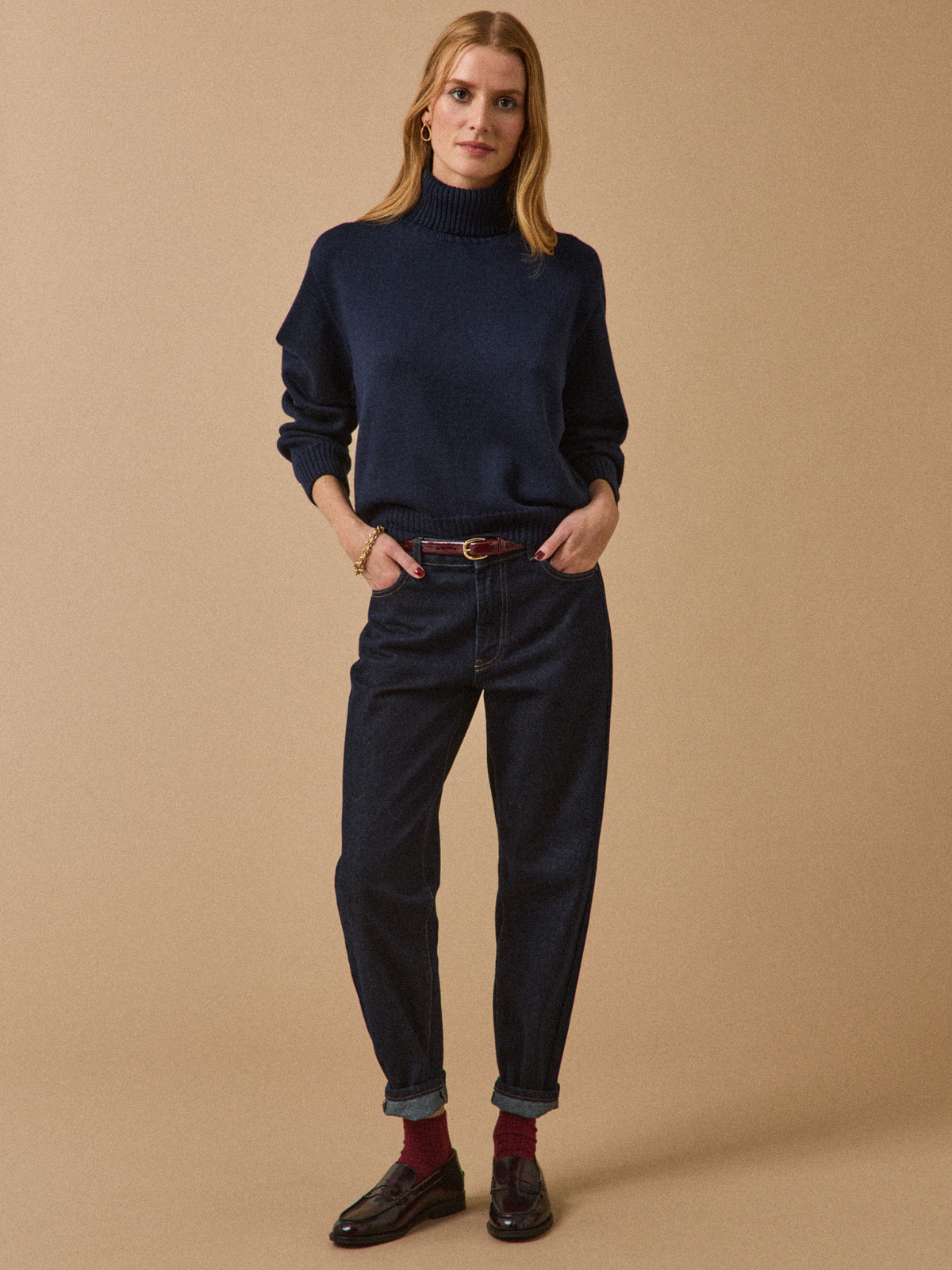 Women's merino wool rollneck sweater - Cyrillus x Les 3 Tricoteurs