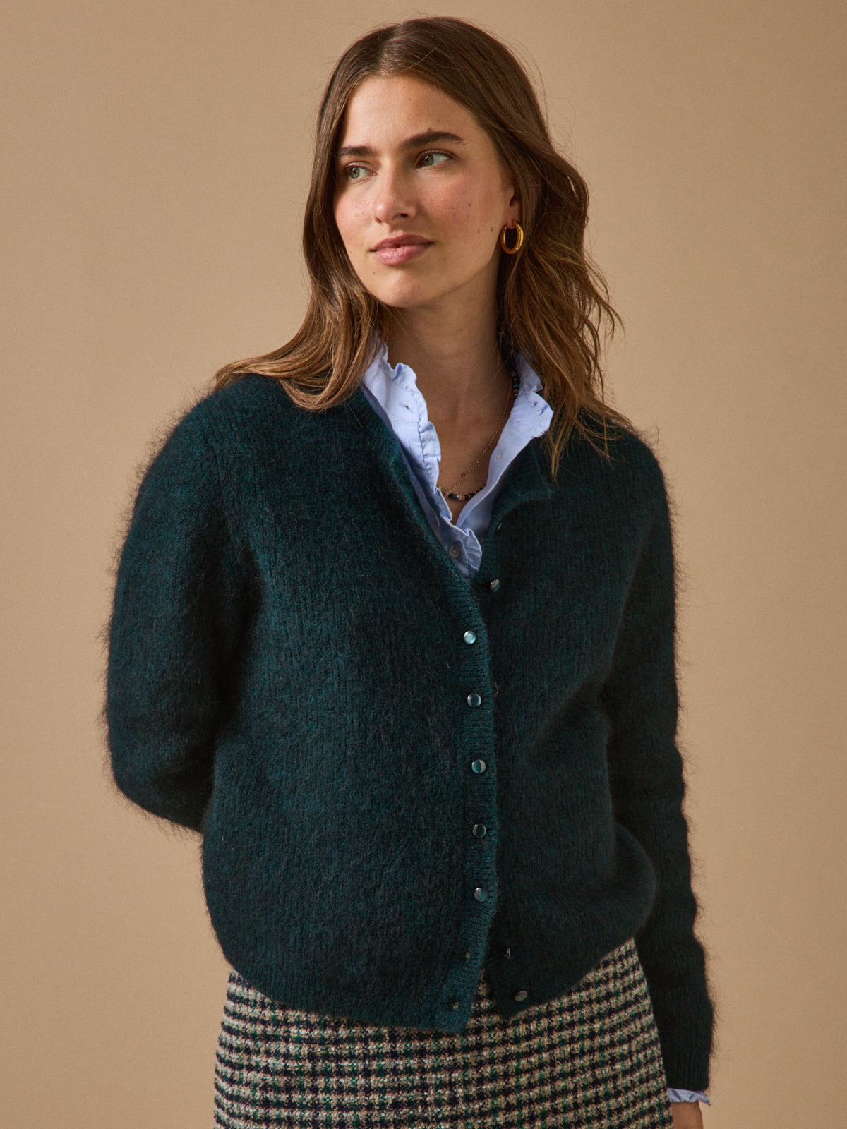 Women's cardigan with wool and mohair