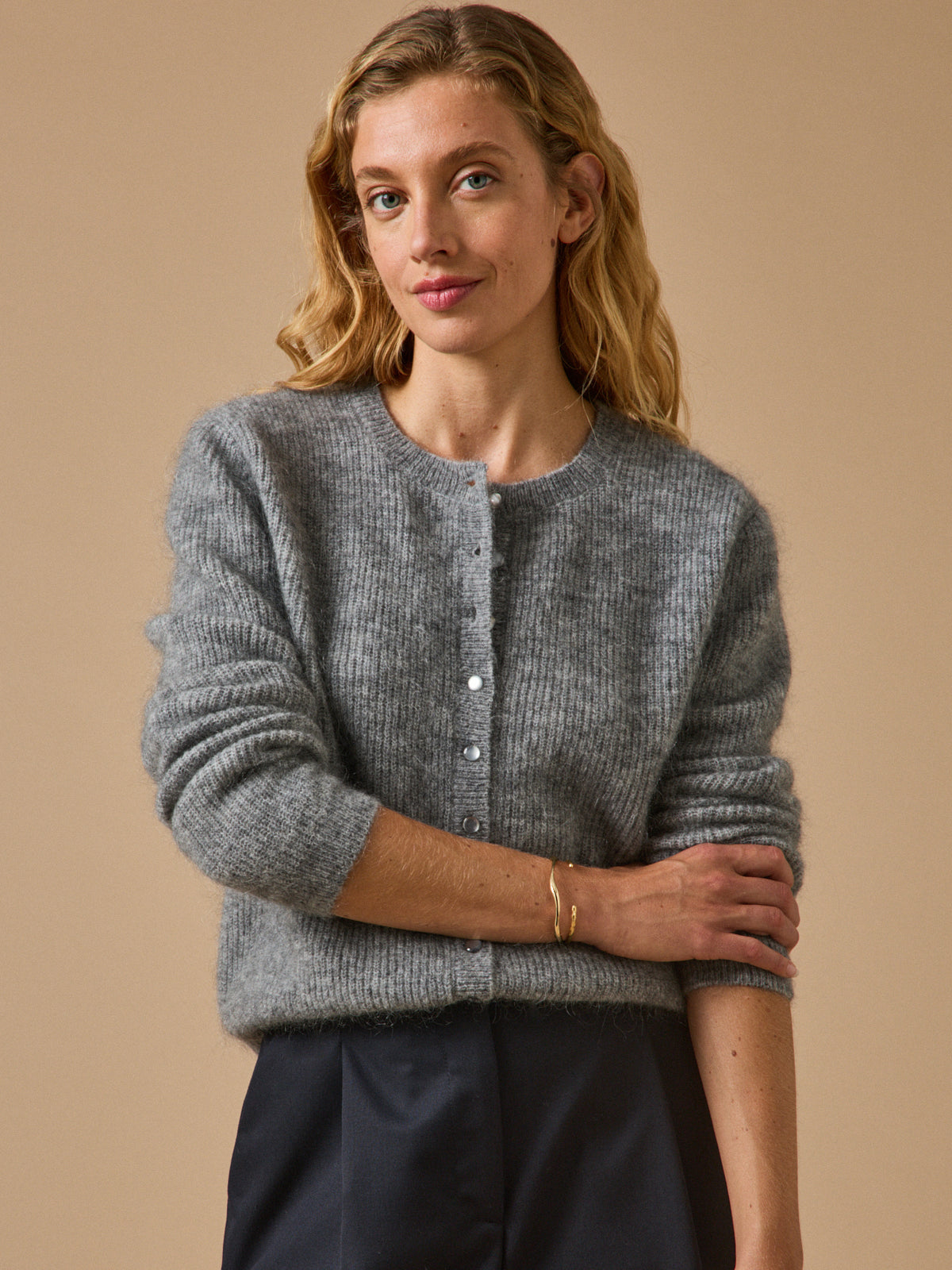 Women's cardigan with wool and mohair