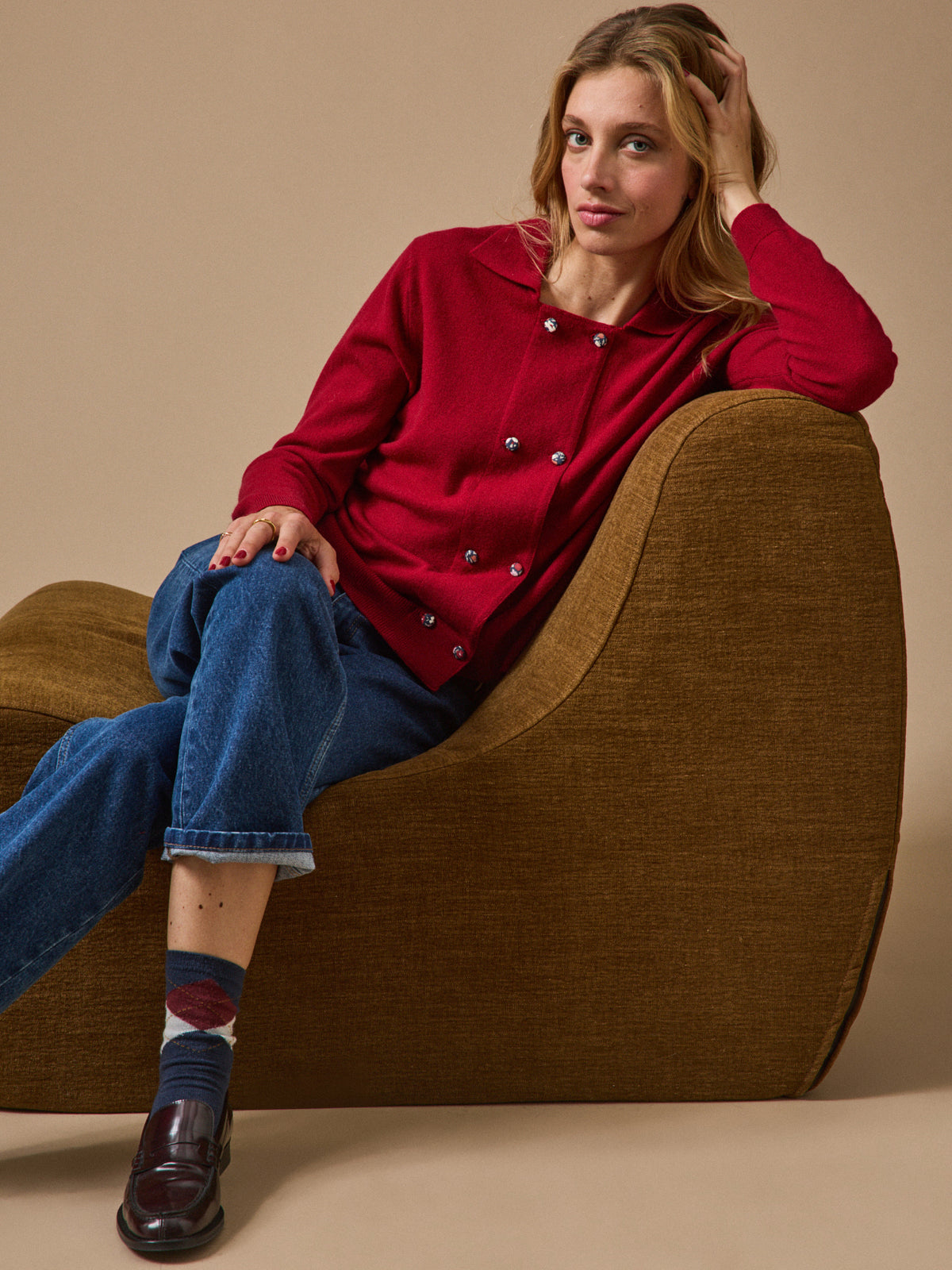 Women's RWS* wool and cashmere cardigan