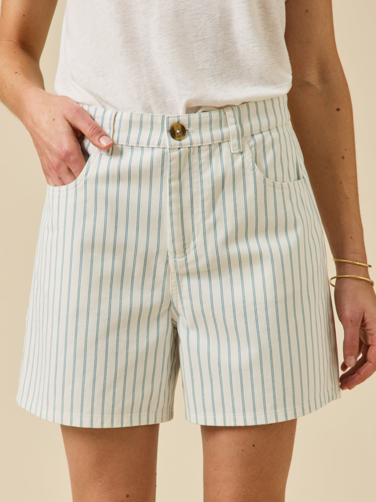 Women's striped cotton shorts
