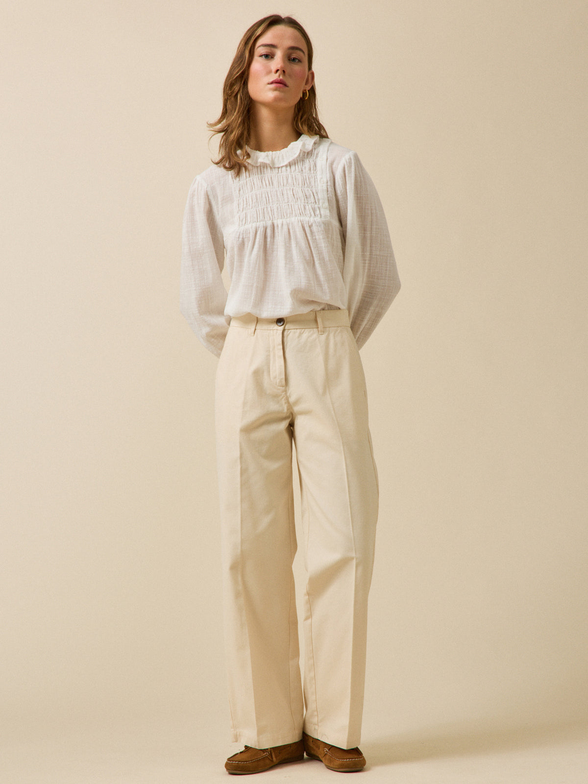 Women's wide-leg gabardine Clara trousers