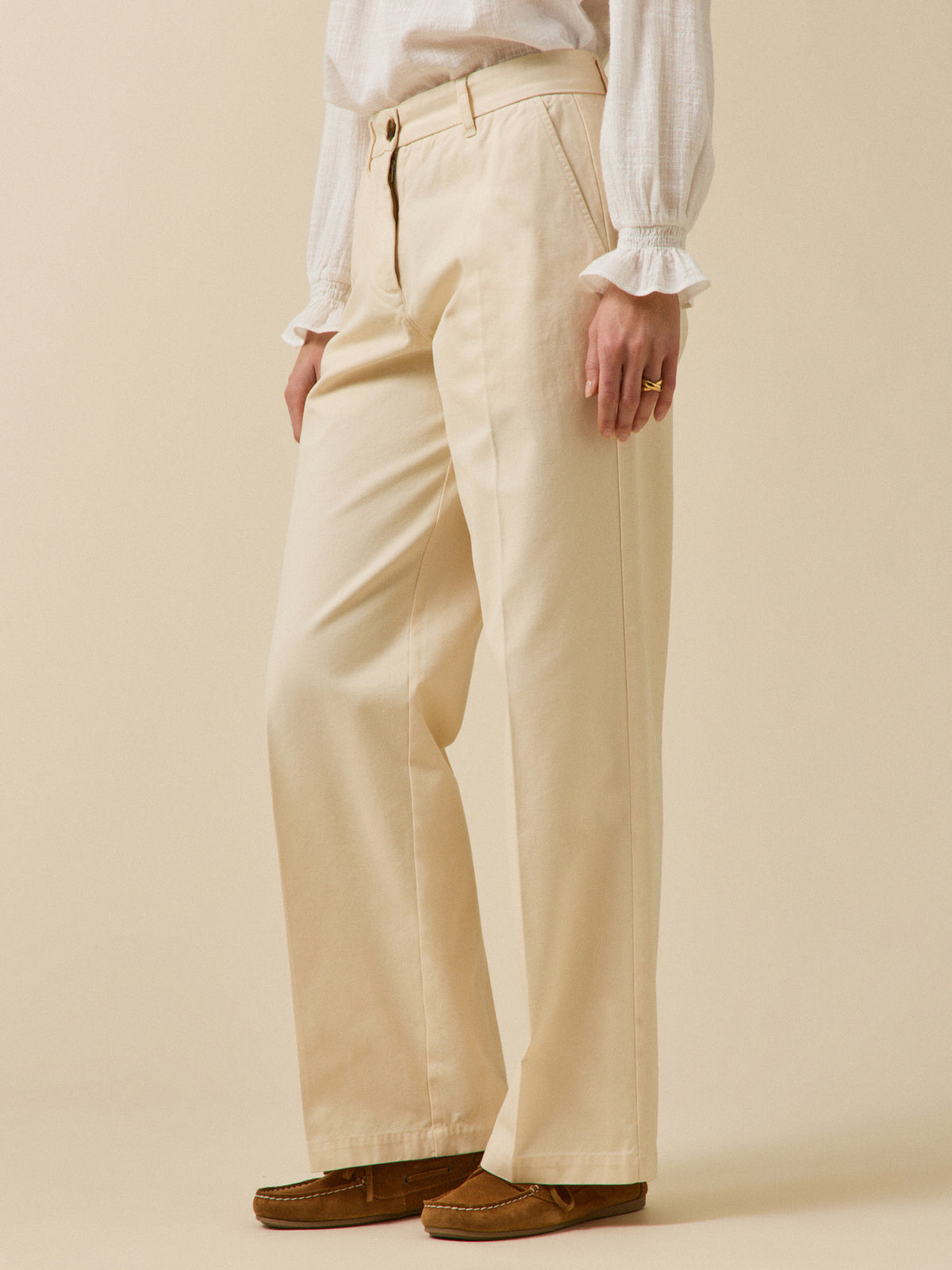 Women's wide-leg gabardine Clara trousers