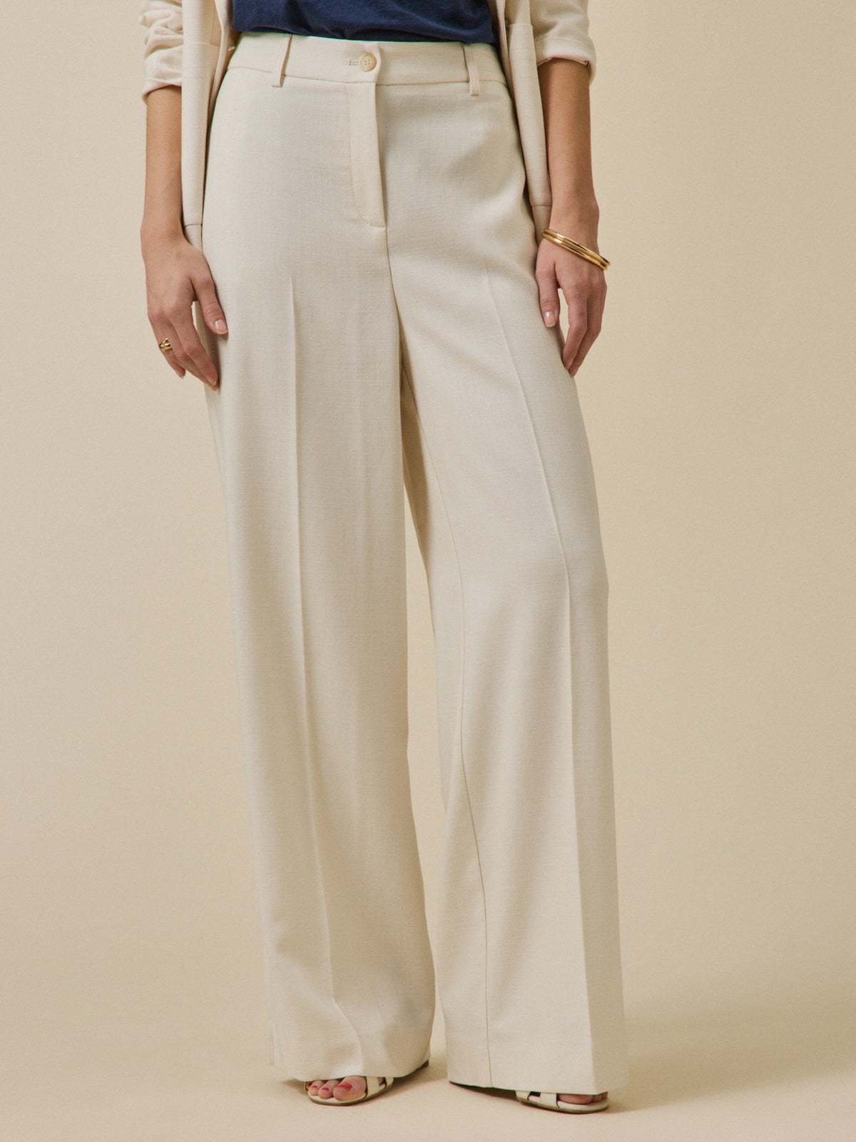 Pantalon extra large tissu natté femme Ava