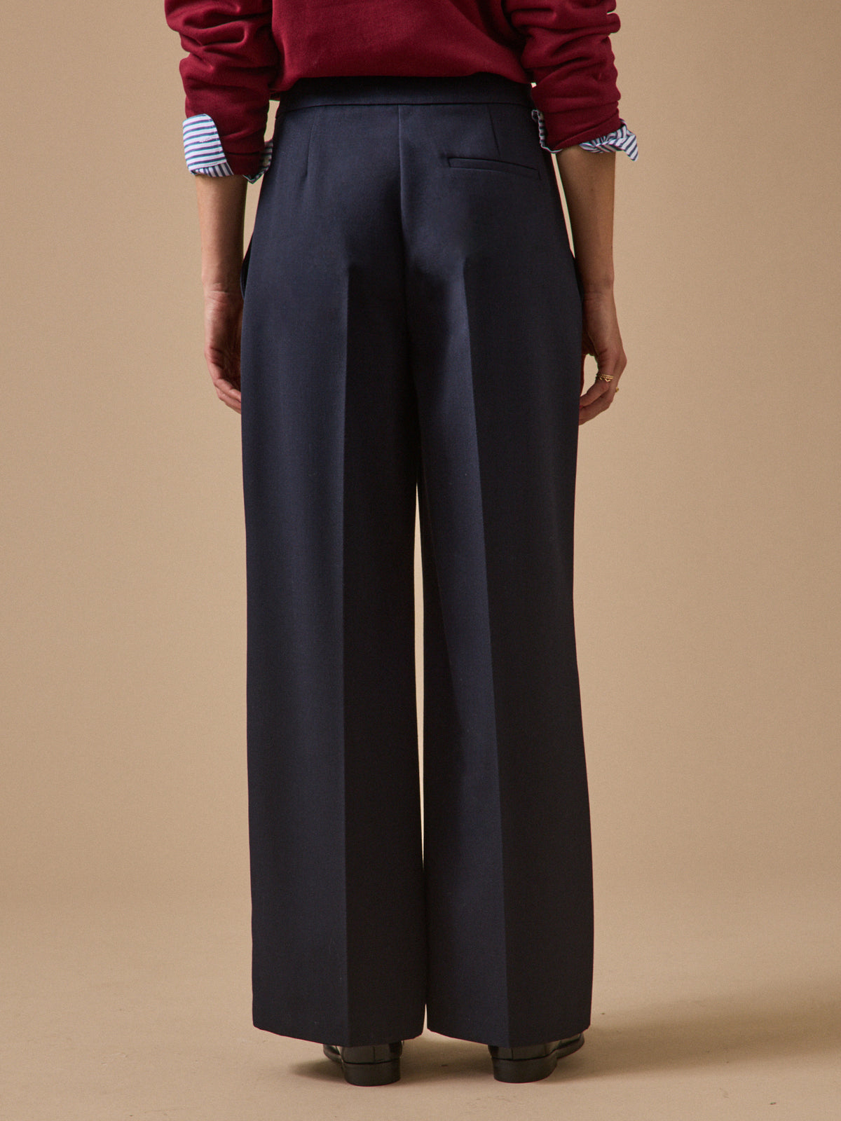 Pantalon large à pont boutons dorés femme Maé