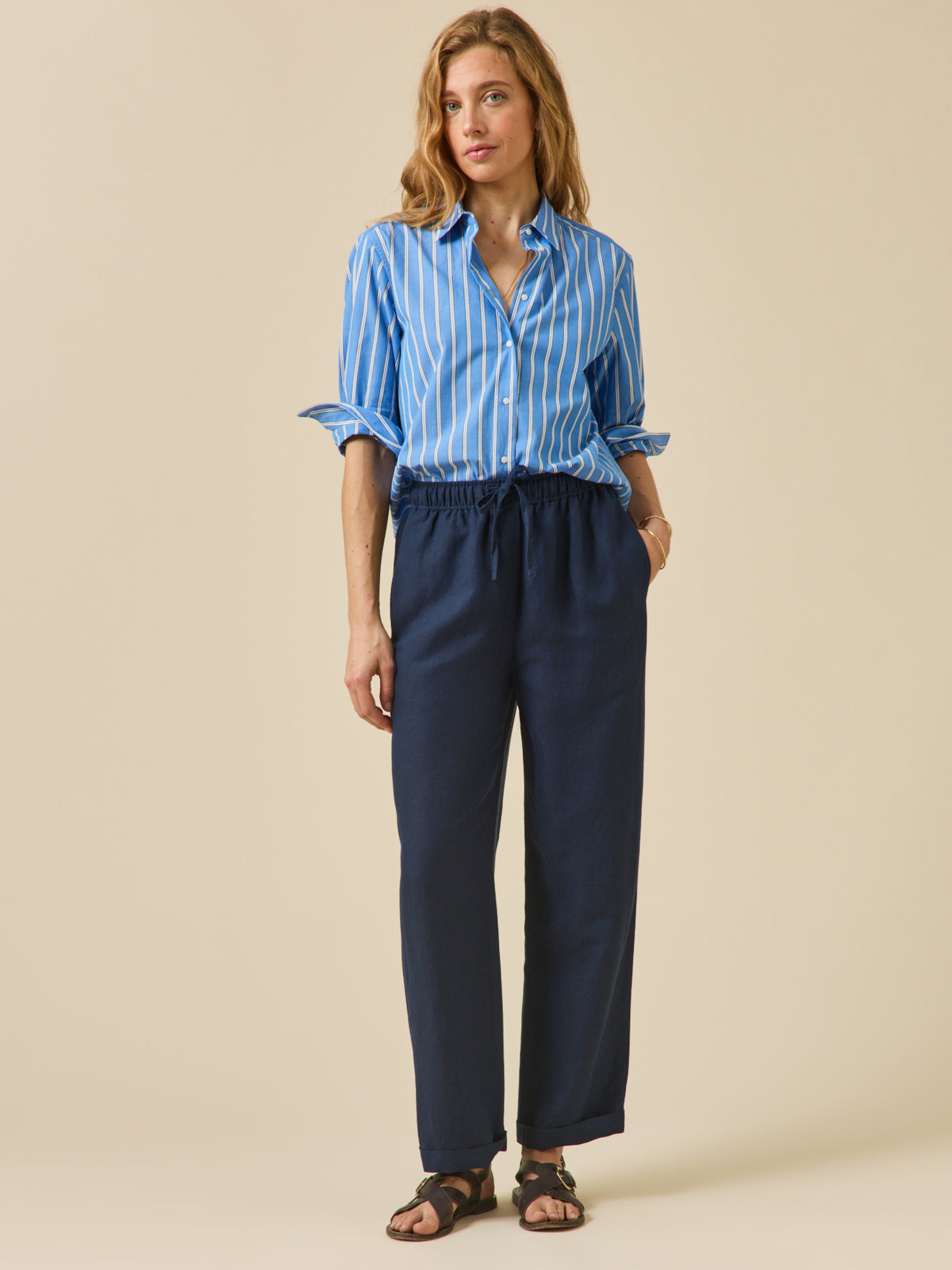 Pantalon droit lin et viscose femme Agathe
