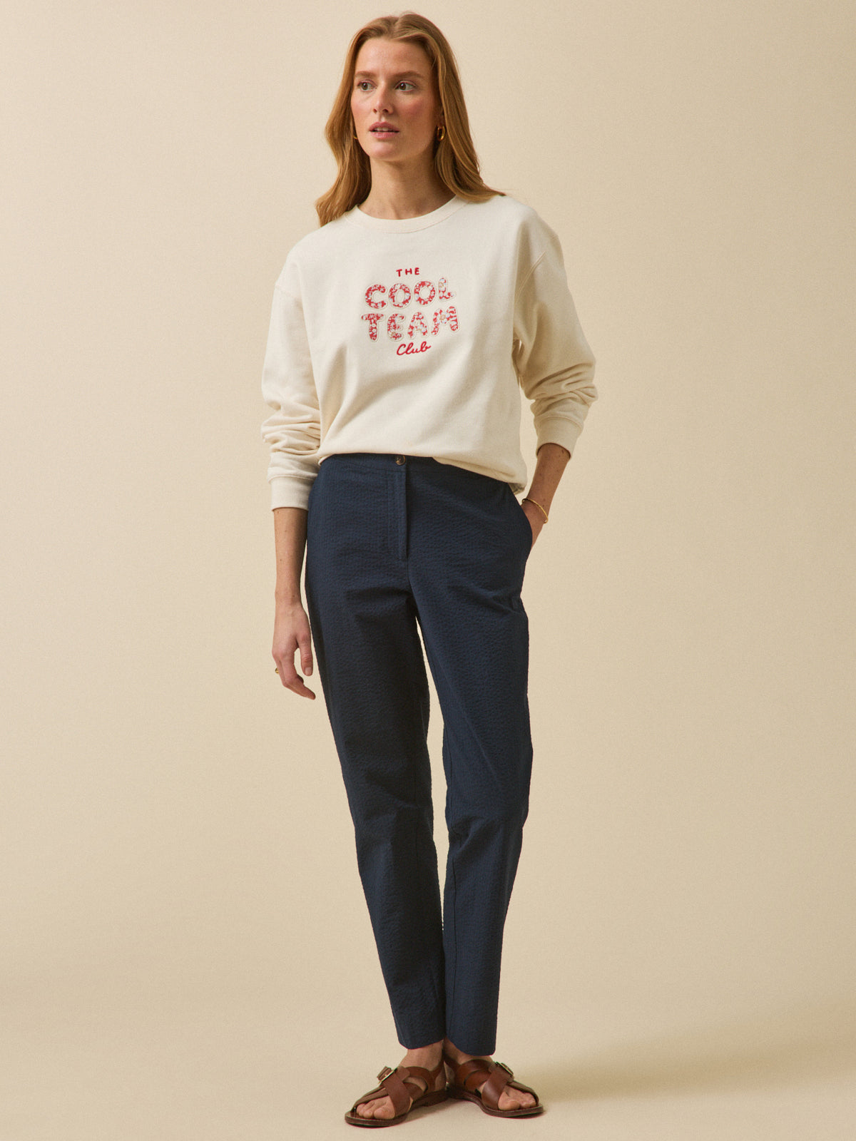 Pantalon cigarette seersucker femme Julie