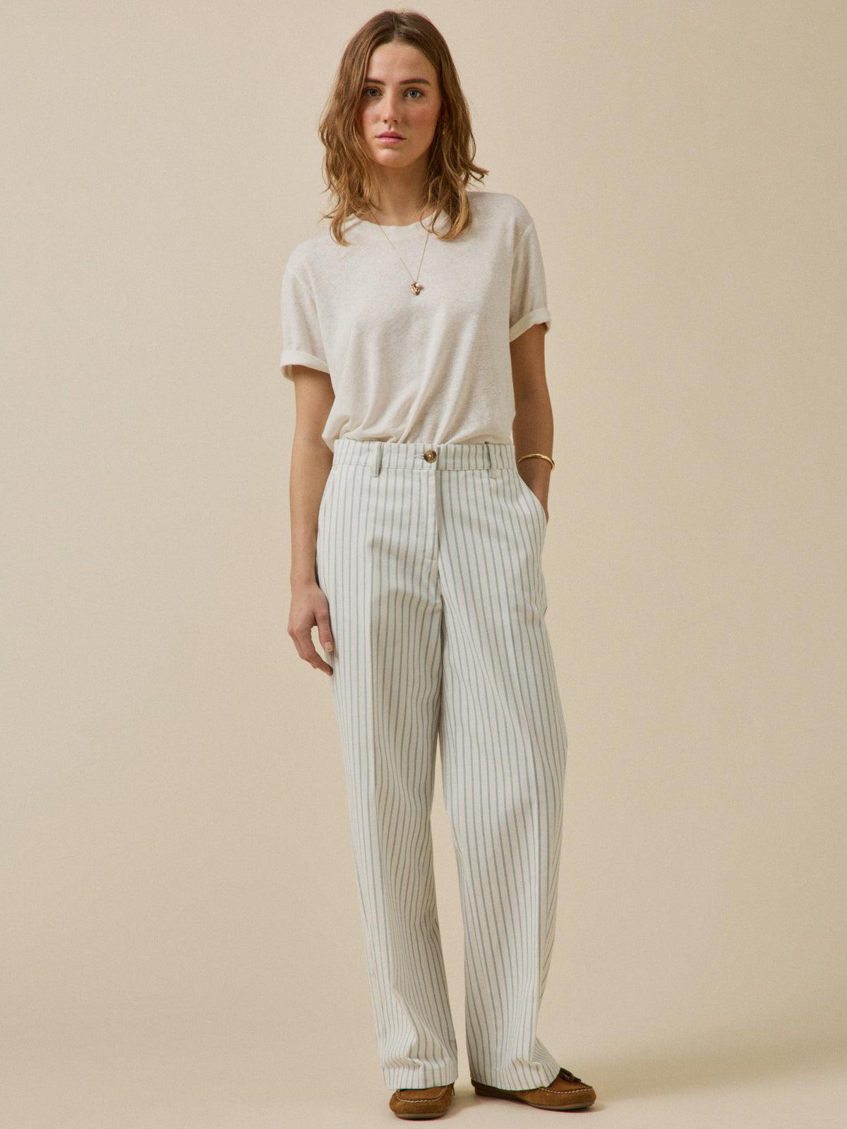 Women's striped wide-leg Clara trousers