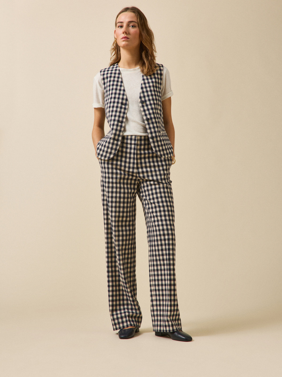 Pantalon tailleur vichy femme Juliette